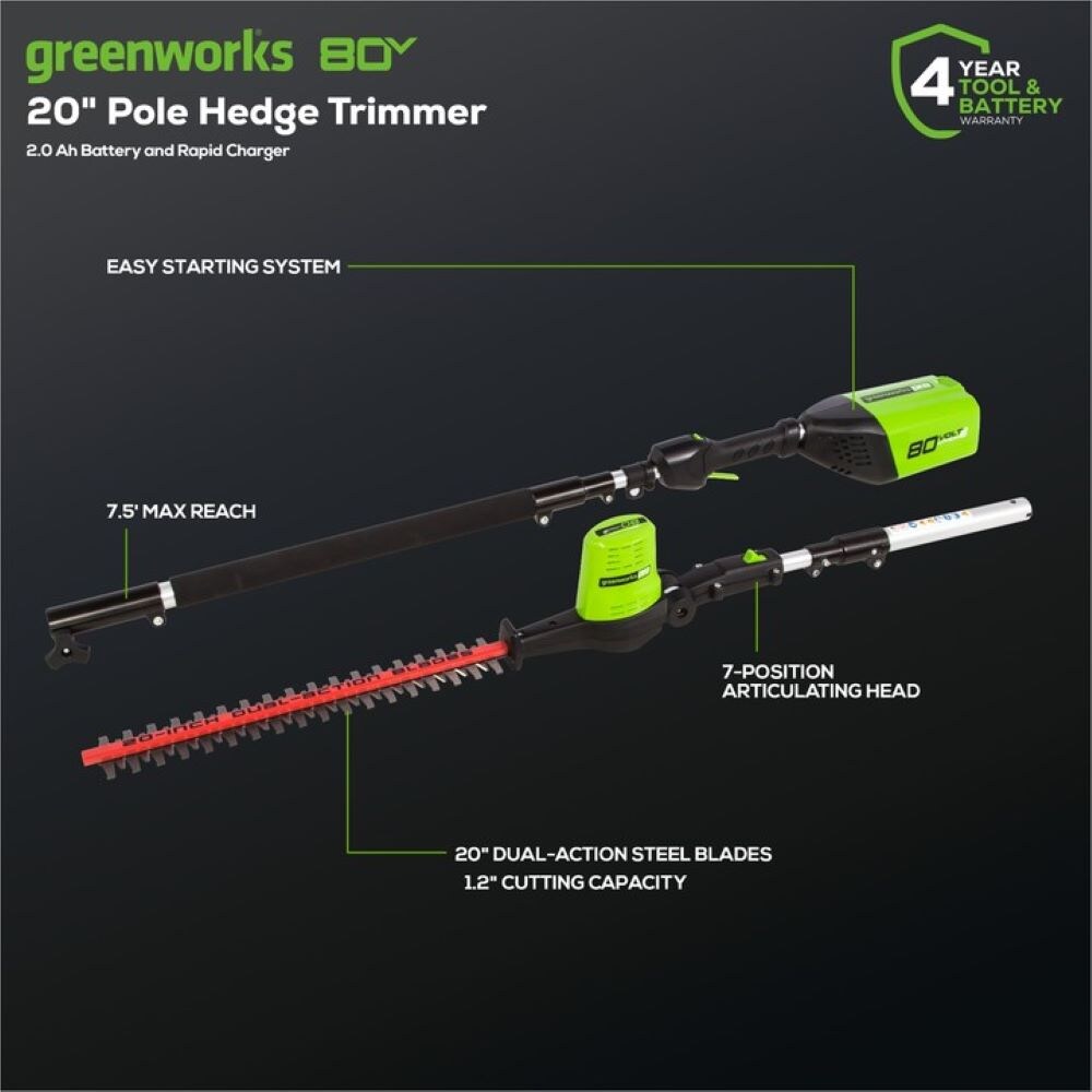 Greenworks Pro PH80B210 Cordless-Hedge-Trimmers - View #3