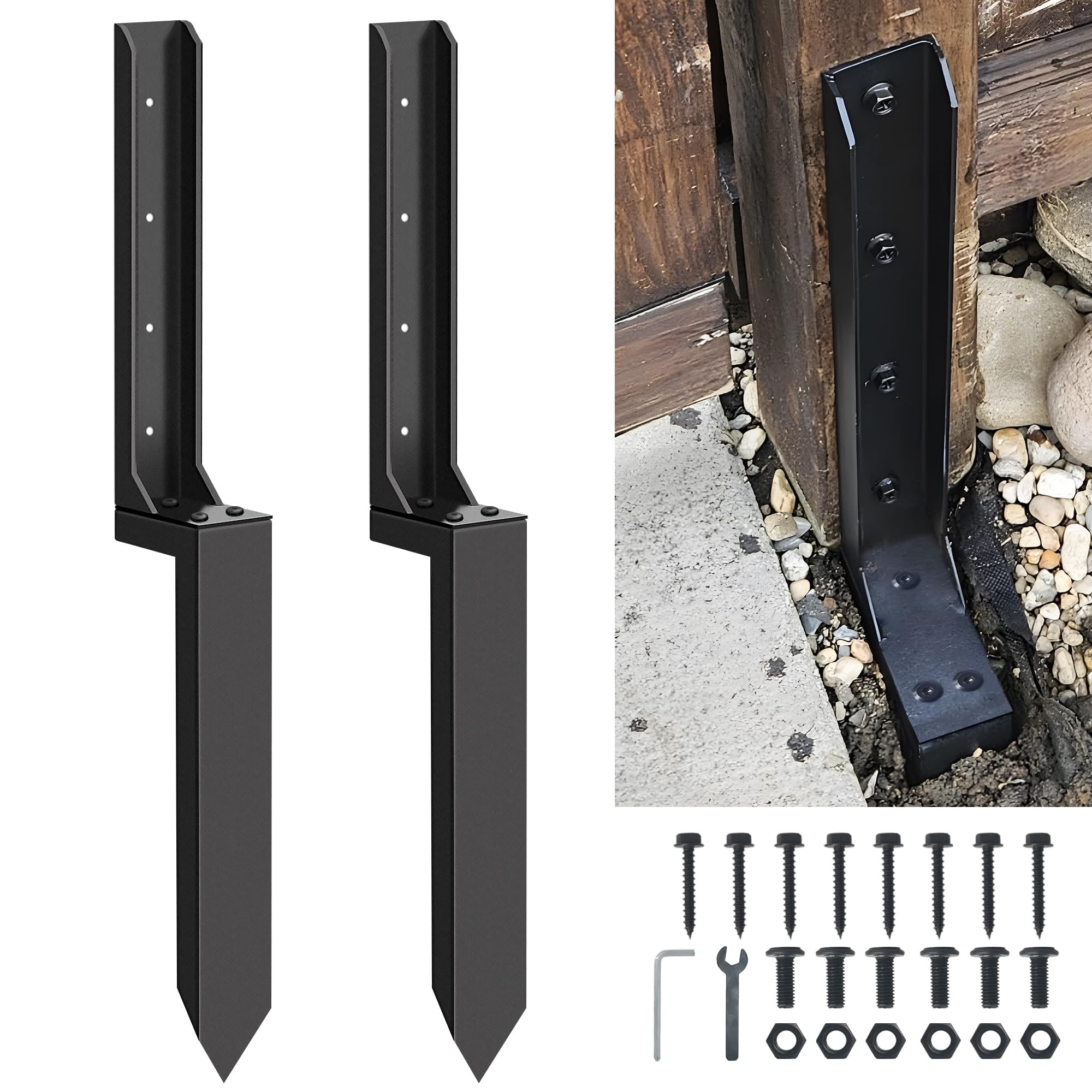 Numhew 31.6in H 2-Pack Black Fence Post Repair Stakes