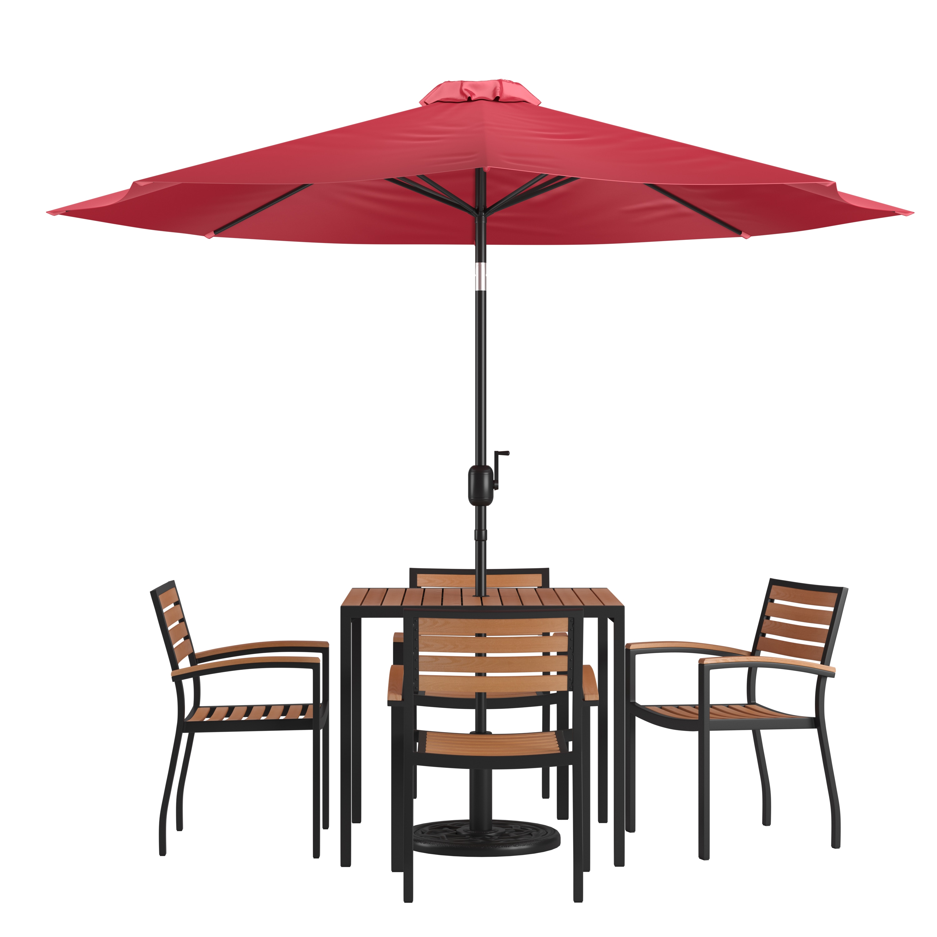 Merrick Lane - Hampstead Seven Piece Faux Teak Patio Dining Set Includes 35-in Square Table; Four...