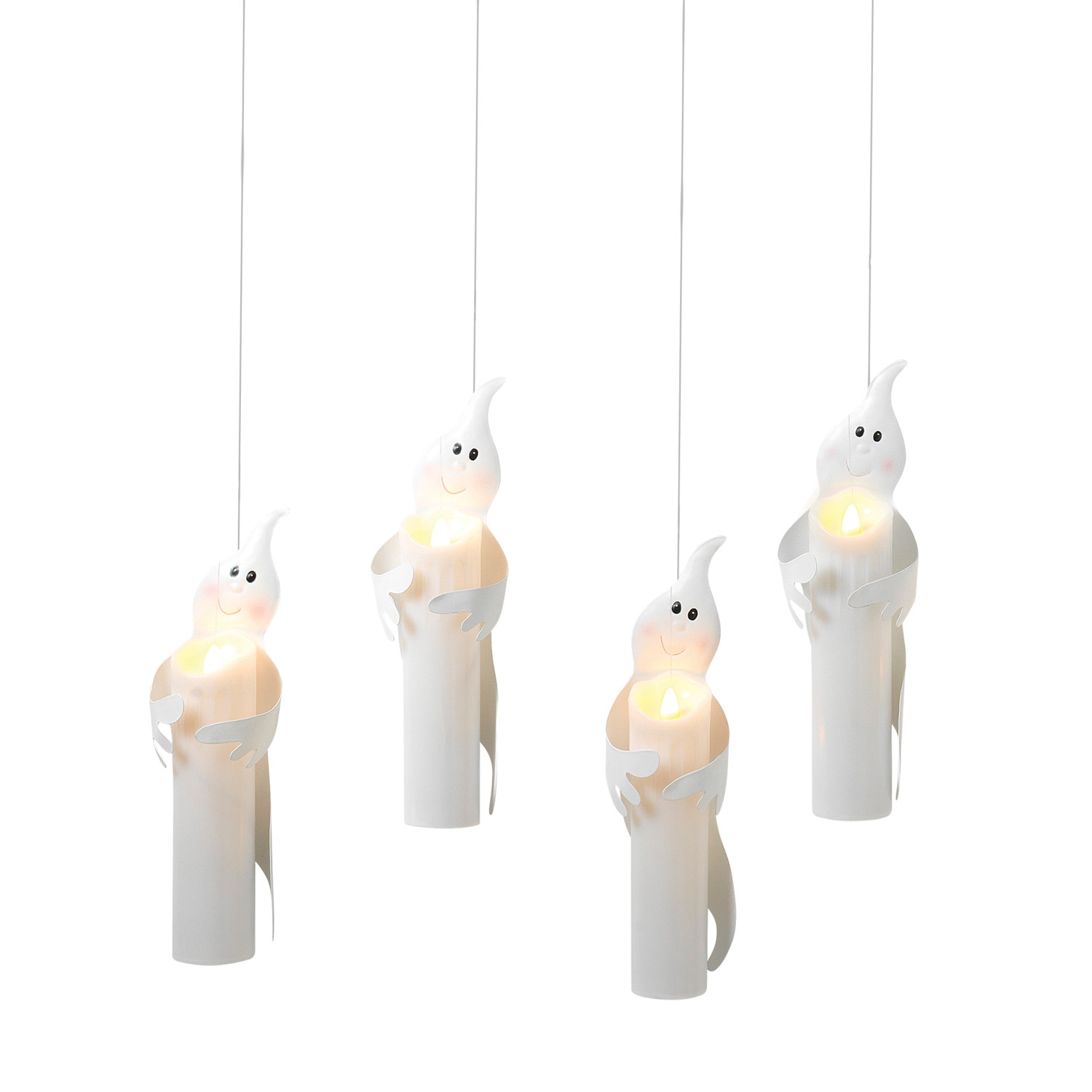 Gerson International 2666350EC 11.4-Inches Hanging Lighted Ghost Light 4 -Pack