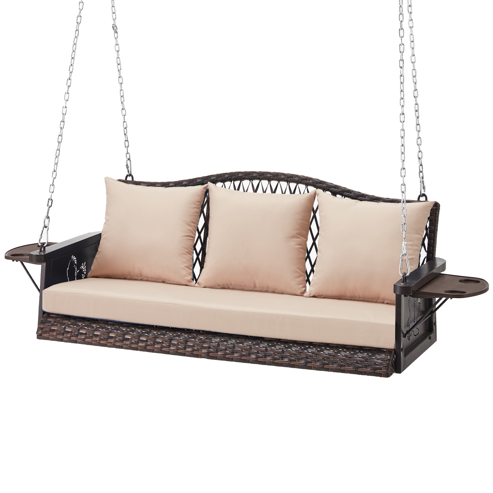 CESICIA GIGA-LS-F2 Porch Swing 3 -person Khaki Steel Outdoor Swing
