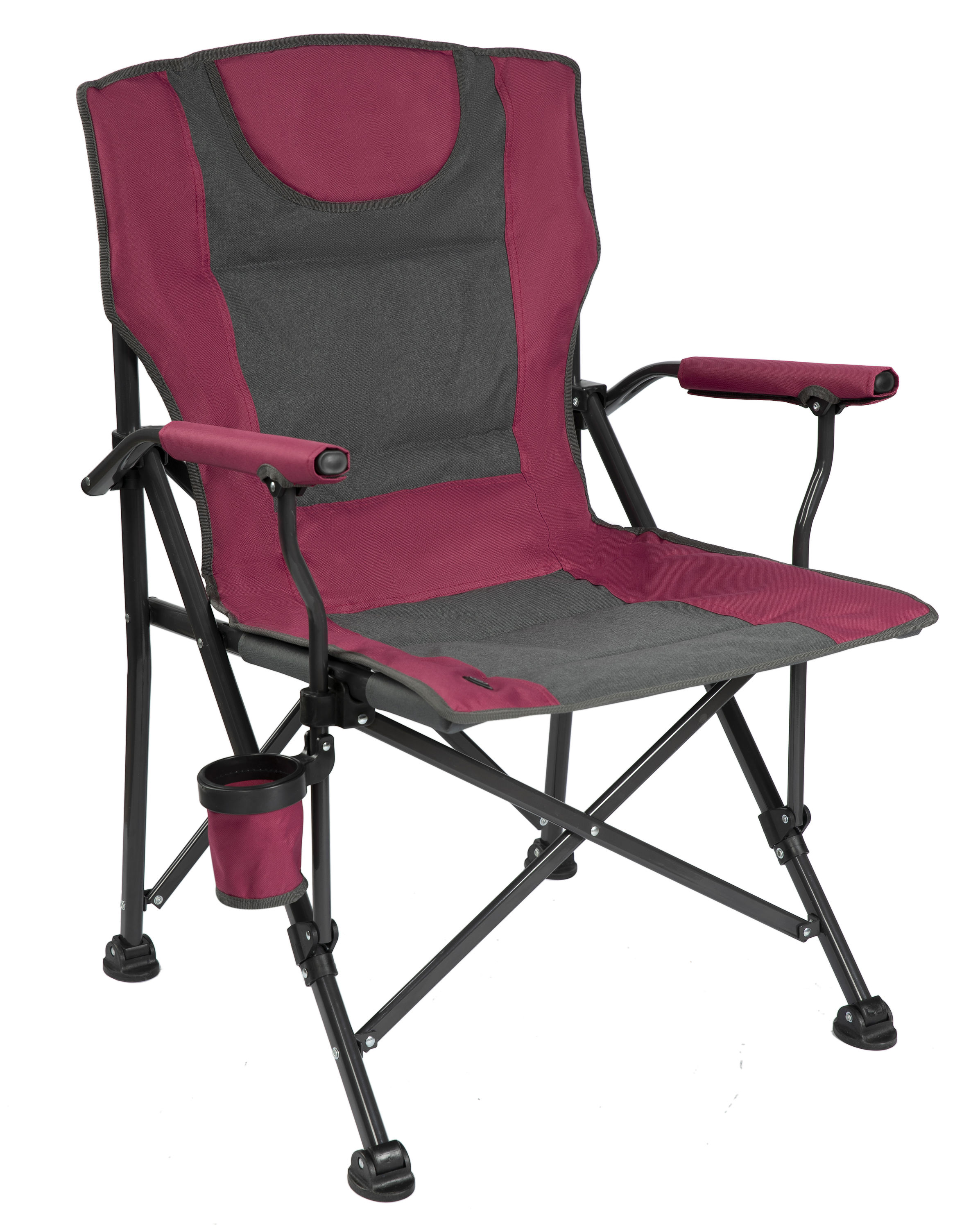 Backyard Expressions Polyester Red/Grey Folding Camping Chair