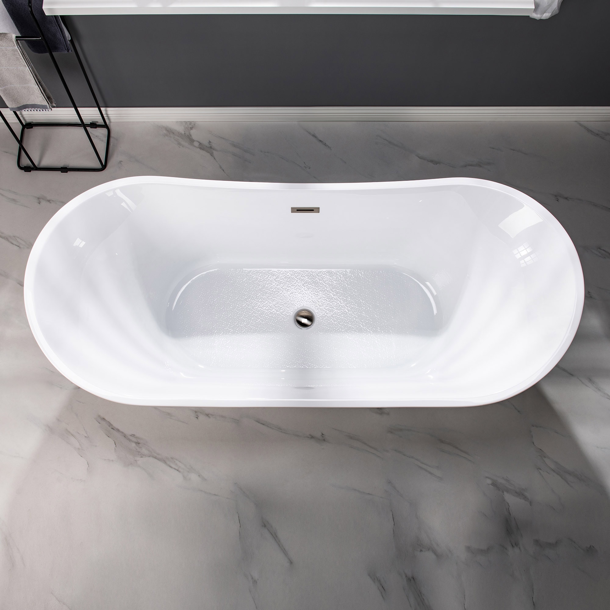 Woodbridge W-B0002-B 66 x 31.75 Freestanding Soaking Acrylic Bathtub Color: White/Brushed Nickel