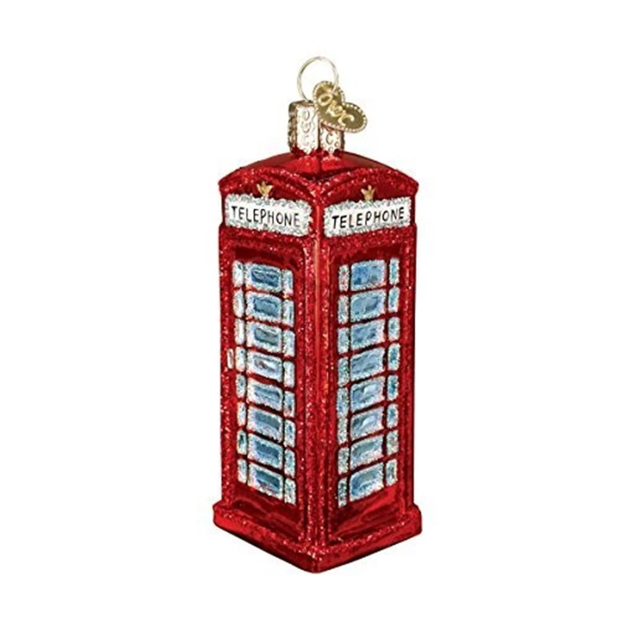 Old World Christmas 729343200334 Blown Glass Ornament for Christmas Tree - English Phone Booth