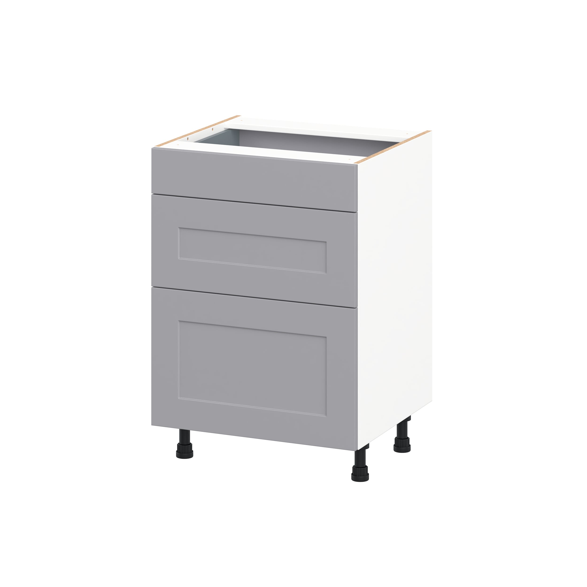 Hugo&Borg DSV3D24-BM Beaumont 24-in W x 34.5-in H x 21.83-in D Slate Gray 3 -Drawers Drawer Base Fully assembled Cabinet Recessed Panel Shaker