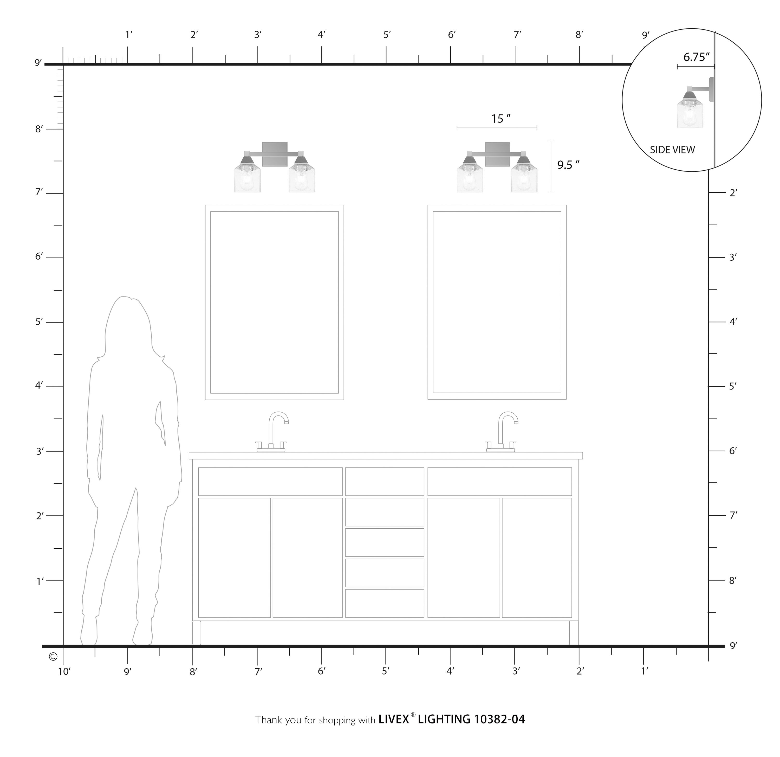 Aragon Seeded Glass Dual-Light Vanity Sconce in Black