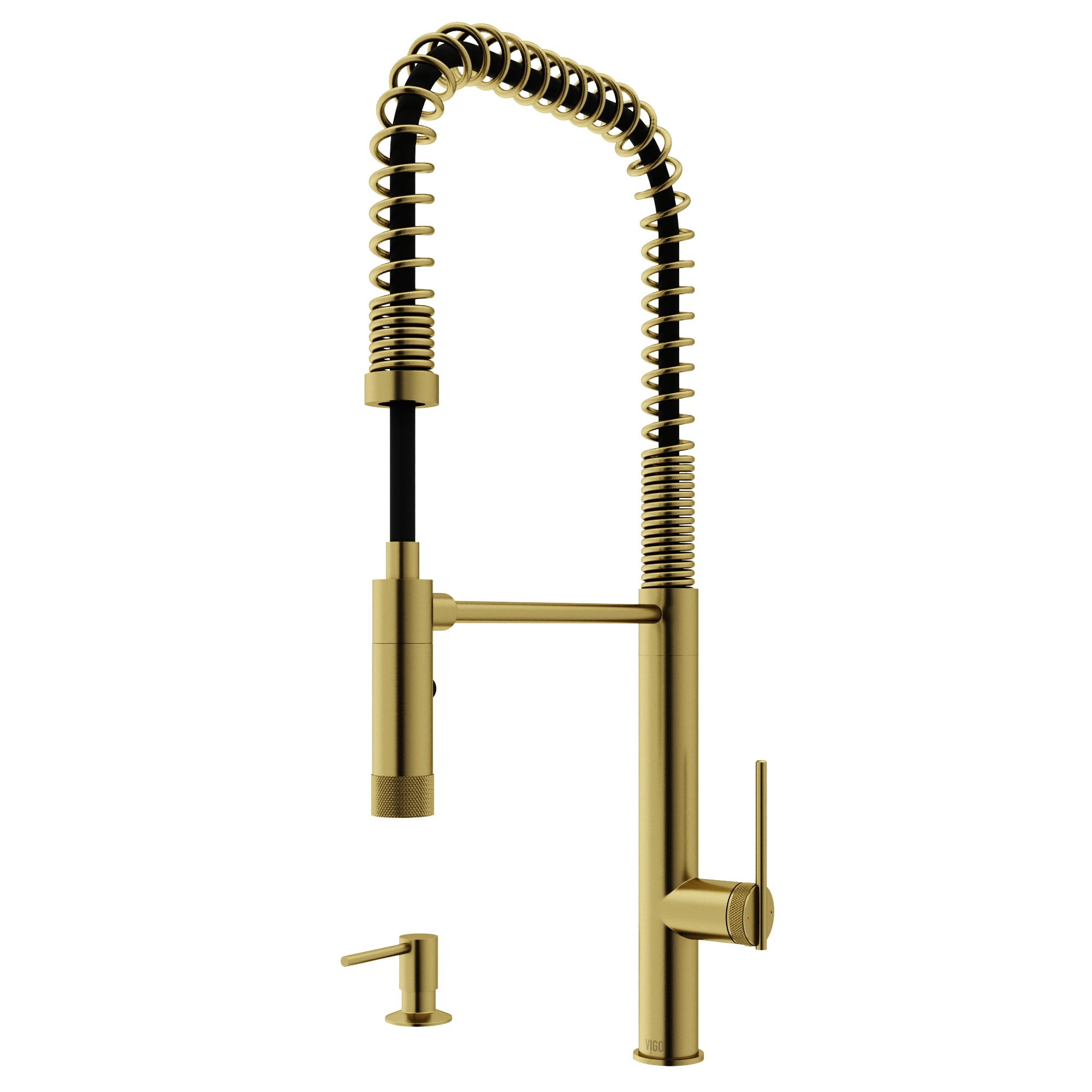VIGO VG02037MGK2 Sterling Matte Brushed Gold Single Handle Deck-mount Pull-down Kitchen Faucet with Sprayer