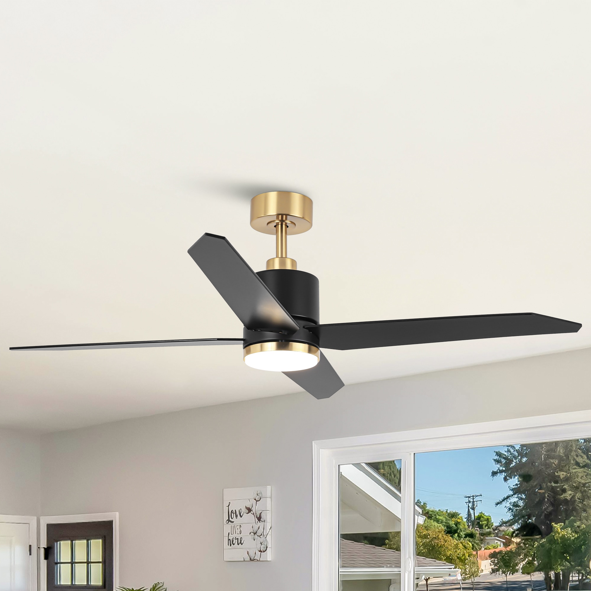 Parrot Uncle F6371110V 52-in Gold with Matte Blades Propeller Ceiling Fan With Light and Remote ( 4 -Blade )