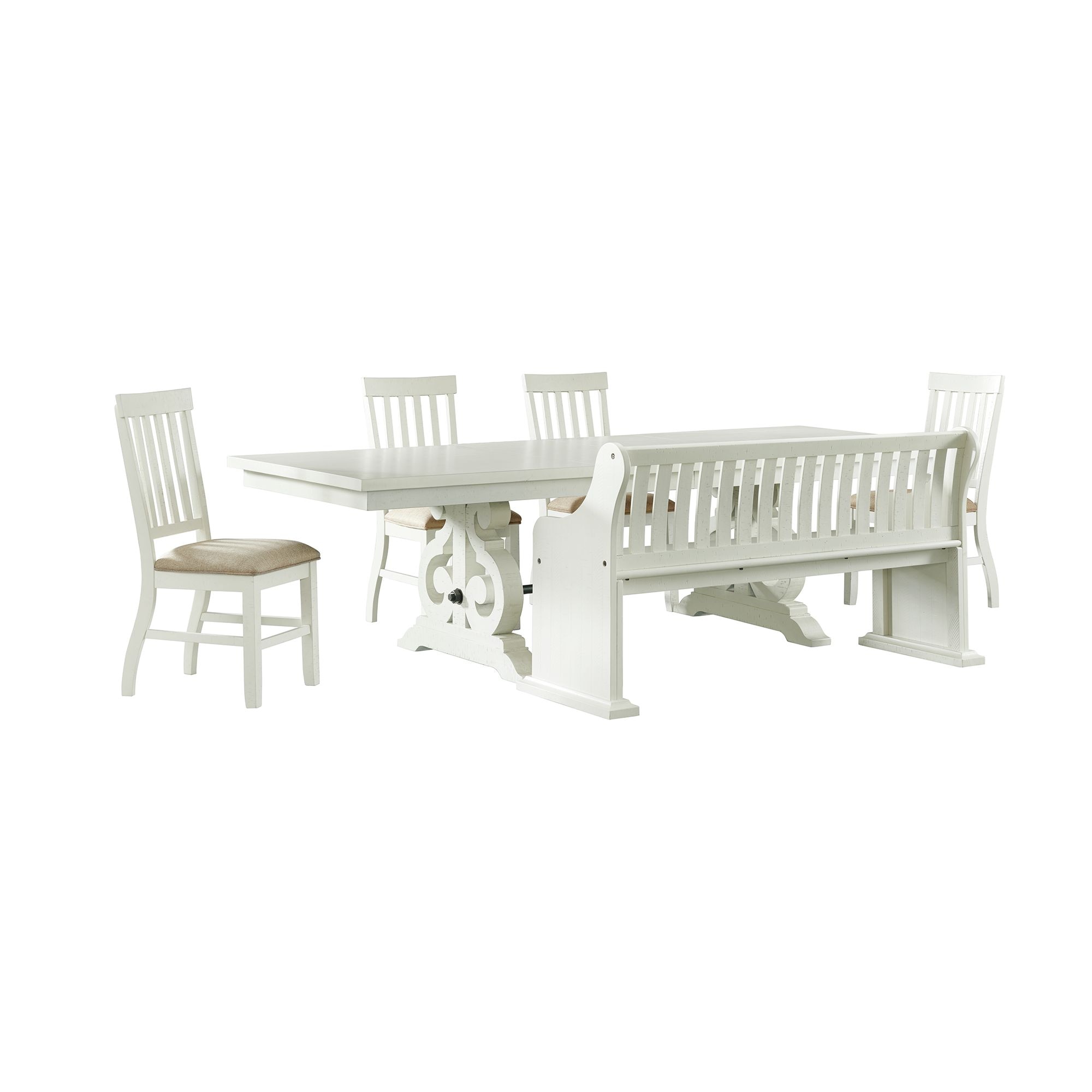 Picket House Furnishings DST700SB6PC White Traditional Dining Room Set with Rectangular Table ( Seats 8 )