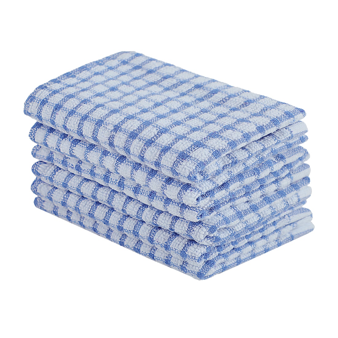 Unique Bargains Cotton Terry Small Kitchen Dish Cloth Absorbent and Quick Drying Cleaning Dish Rags 15 x 10.5 Inches 6pcs Blue