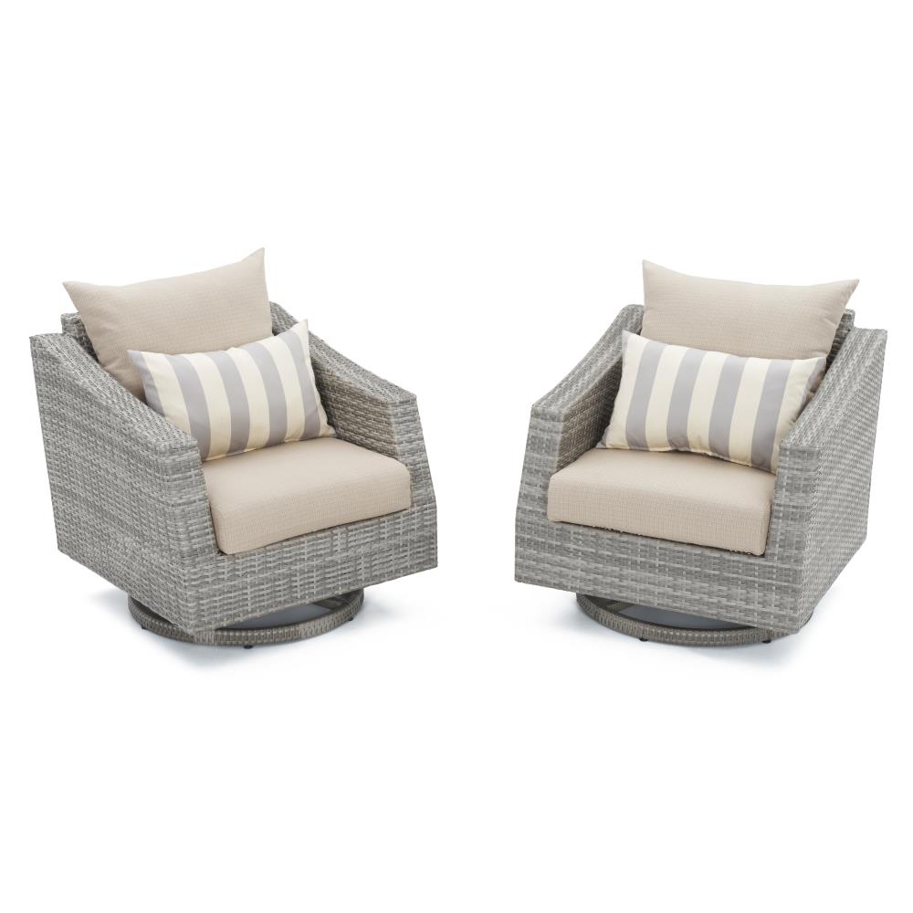 RST Brands OP-PECLB2M-CNS-SLT-K Cannes Set of 2 Wicker Gray Aluminum Frame Swivel Conversation Chair(s) with Gray Sunsharp Cushioned Seat