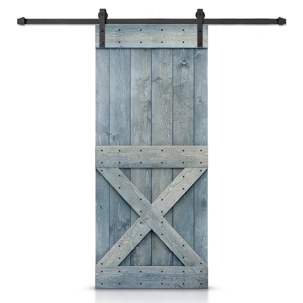 CALHOME SWD11-MK-72+011-36L 36-in x 84-in Denim blue Pine Wood Solid core Single Barn Door (Hardware Included)