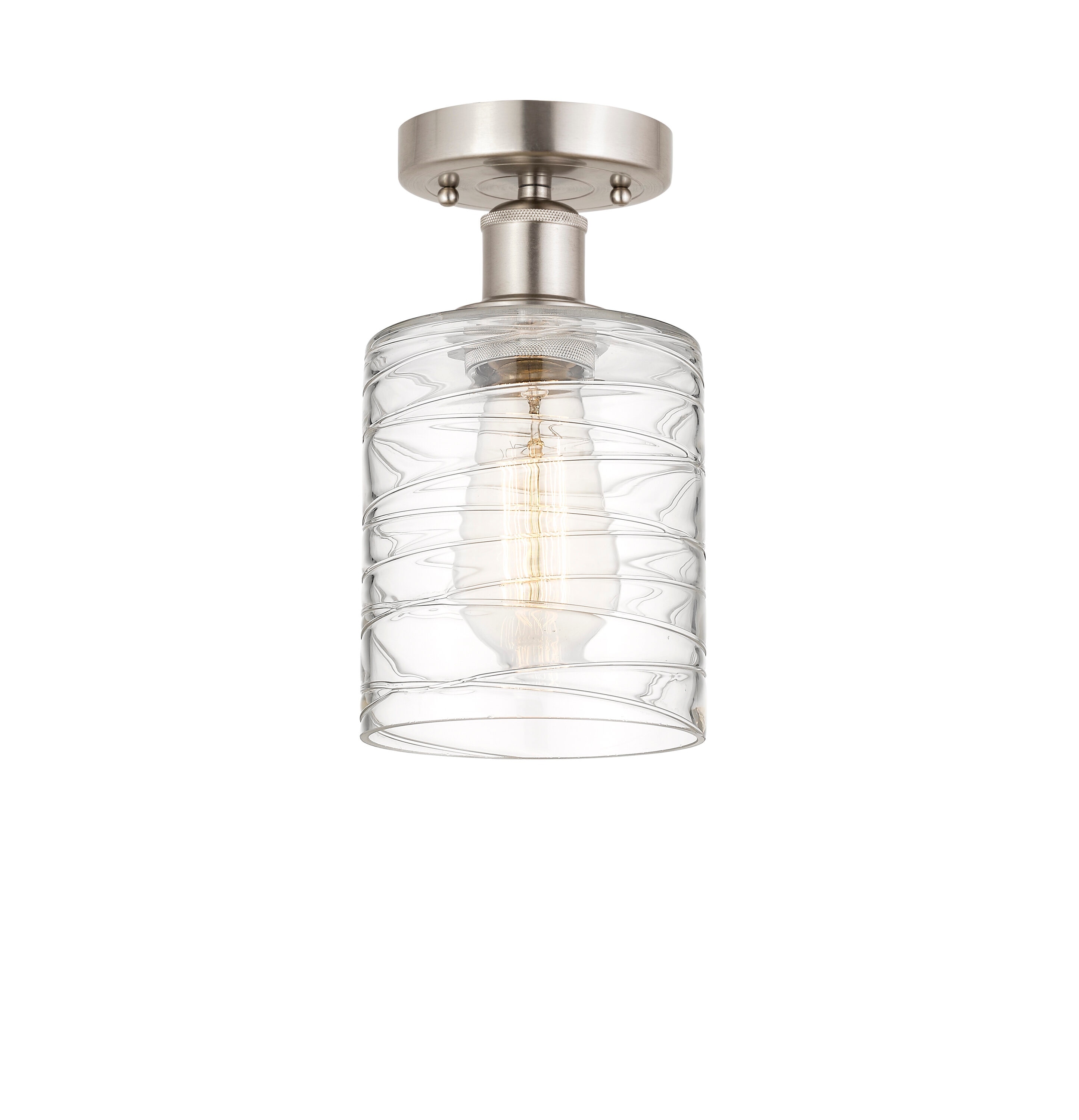 Innovations Lighting 616-1F-SN-G1113 Cobbleskill 1 -Light 5-in Brushed Nickel Flush Mount Light