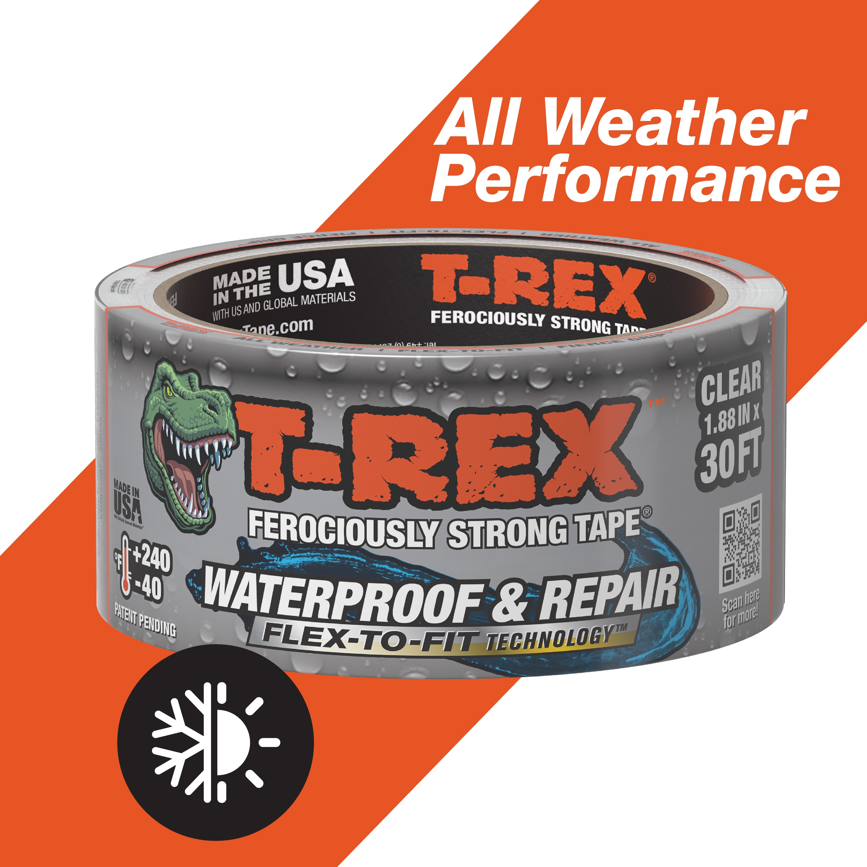 T-Rex Waterproof and Repair Clear Waterproof Duct Tape 1.88-in x 10 Yard(s)