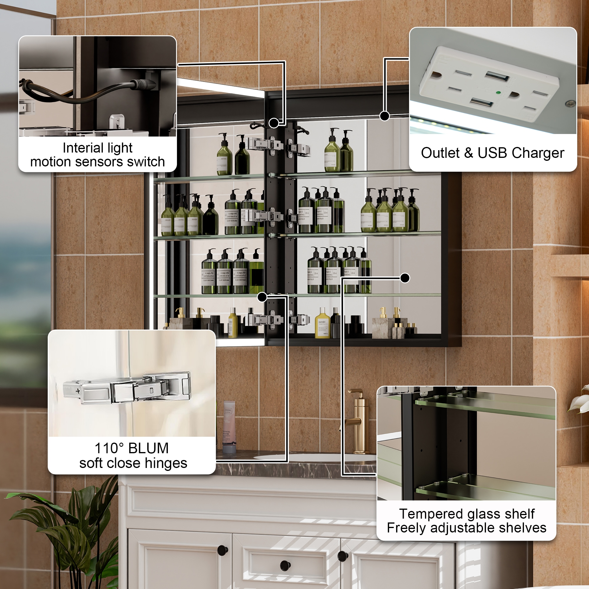 WELLFOR W12MCL2430L Bathroom-Medicine-Cabinets - View #5