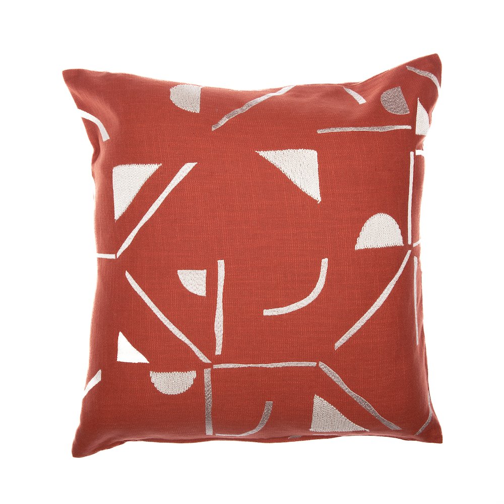 LR Home Stacy Garcia Cotton Blend Poly Filled Pillow in Orange/Ivory 24 x 24