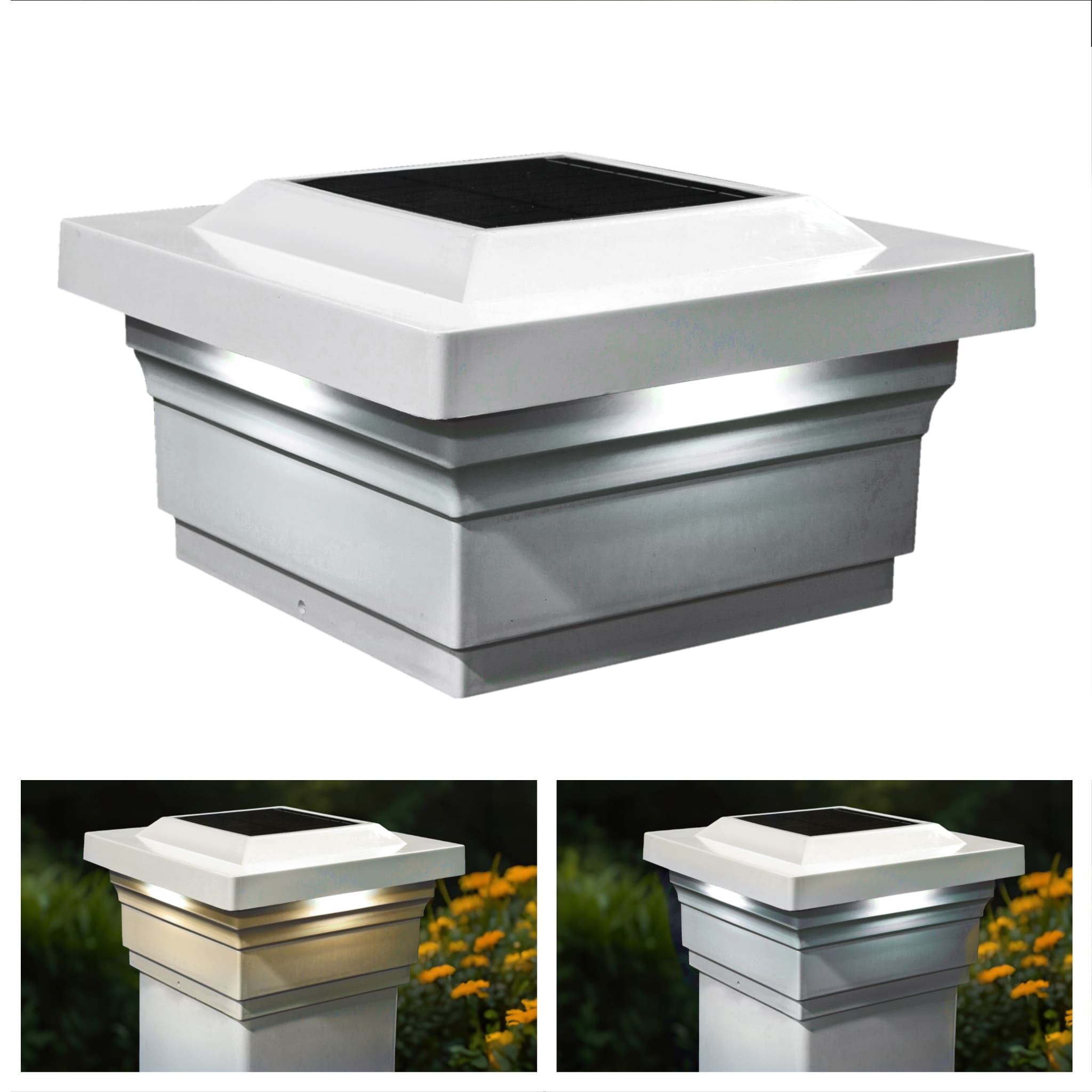Classy Caps SL075W Solar 5-in x 5-in White LED Outdoor Post light