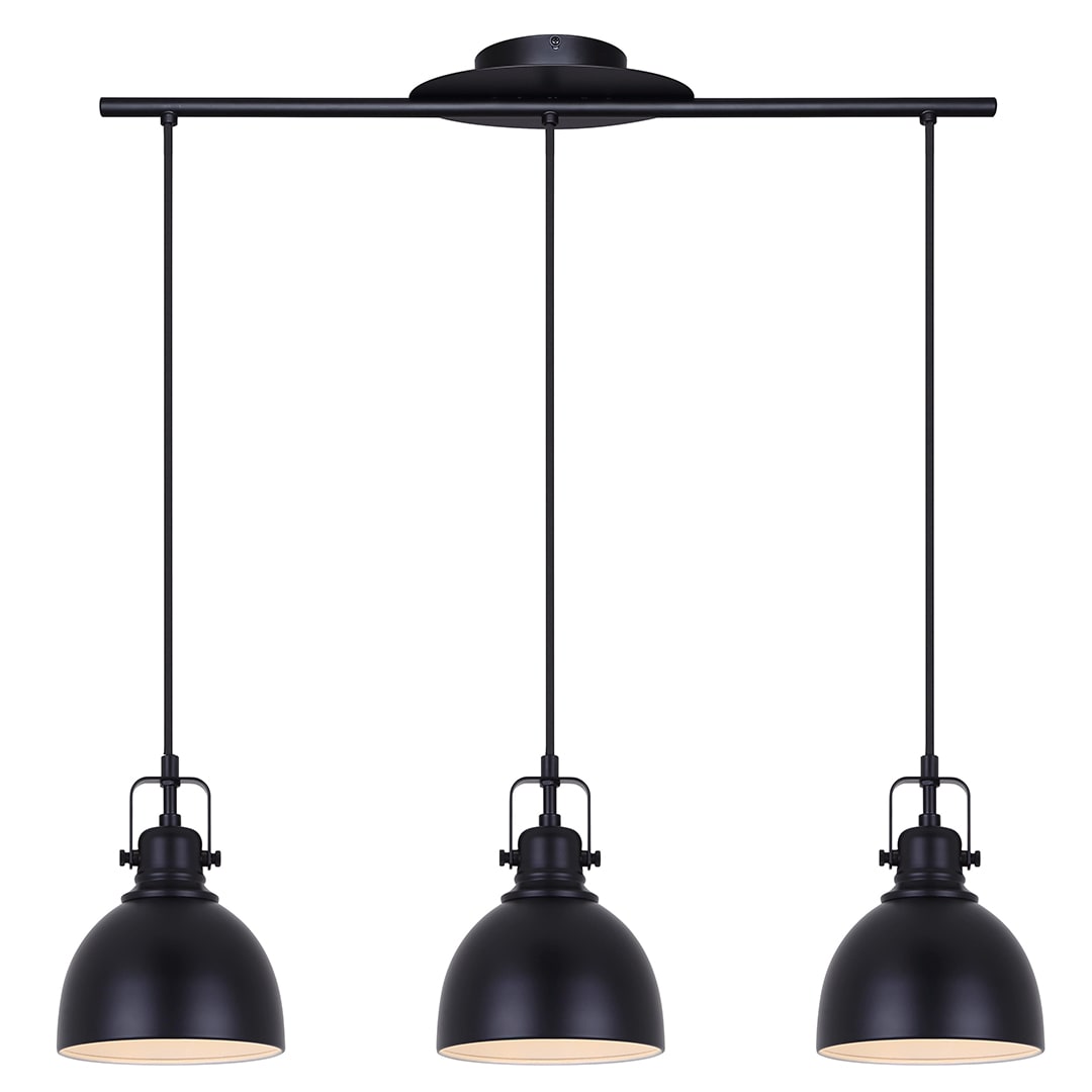 Canarm IPL622A03BK POLO 3 -Light Matte Black Farmhouse Bell Large Hanging Kitchen island light