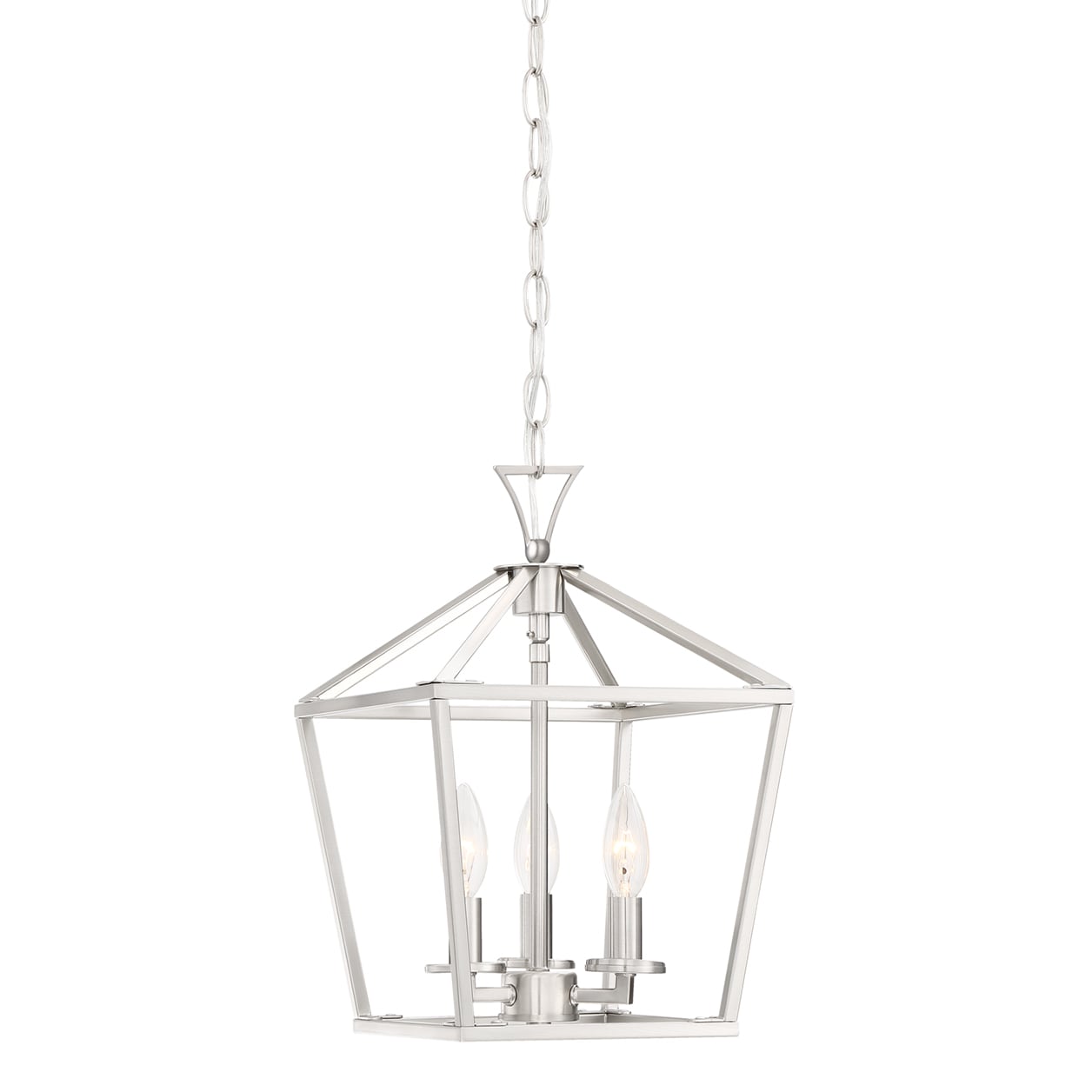 Savoy House Essentials 3-420-3-SN Essentials 3 -Light Satin Nickel Transitional Lantern Medium Hanging Pendant light