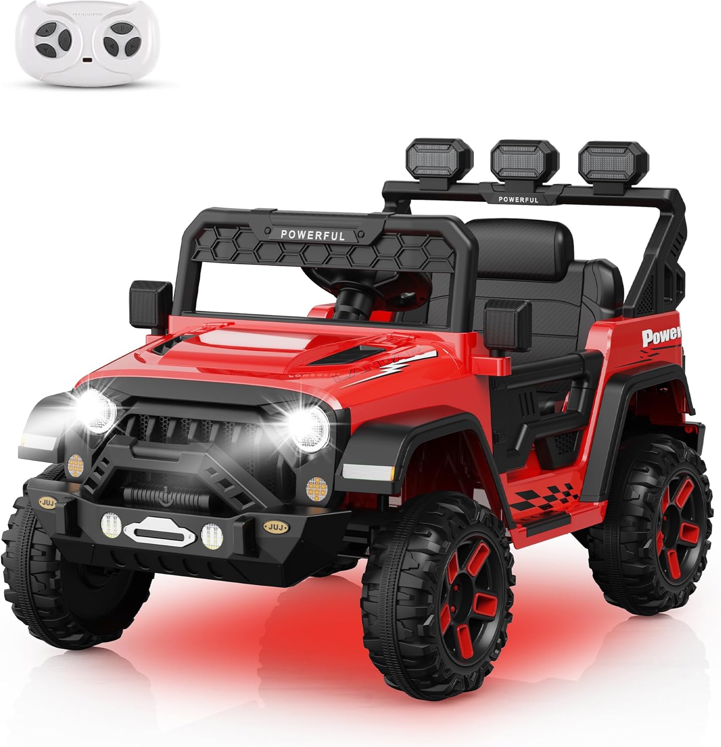Der Rose RIDE ON CAR-002868 12V Kids Ride On Car With Parental Remote Control Bluetooth Led Lights Music And Three Speed Modes For Toddlers Red