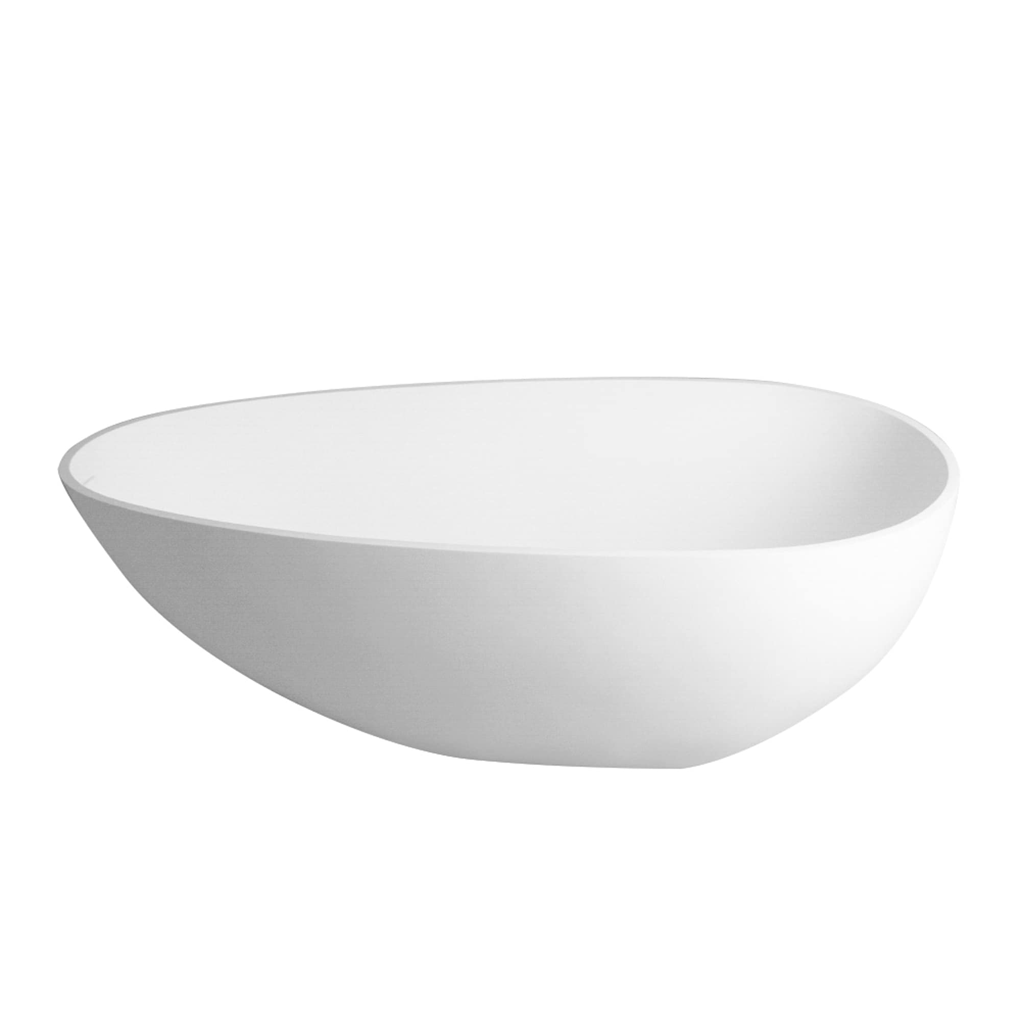 LIVIZA GIJ-MYE59W 59-in x 29.5-in Matte White Solid Surface Oval Freestanding Soaking Bathtub with Drain ( Right Drain )