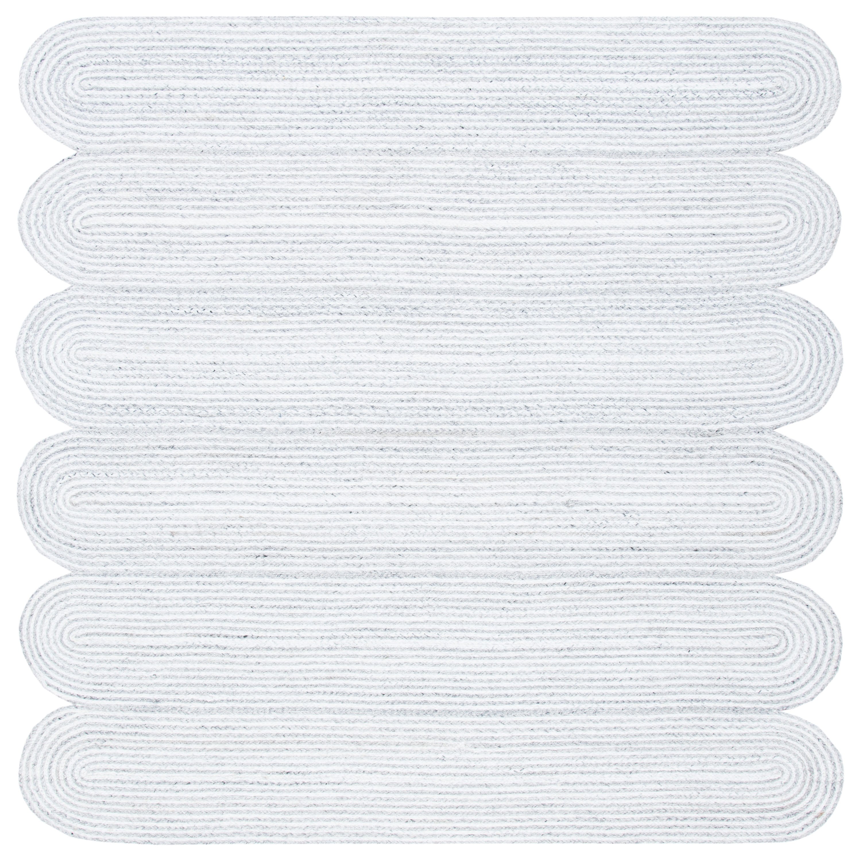 Hand-Knotted Gray Stripe Square Synthetic Area Rug 6x6