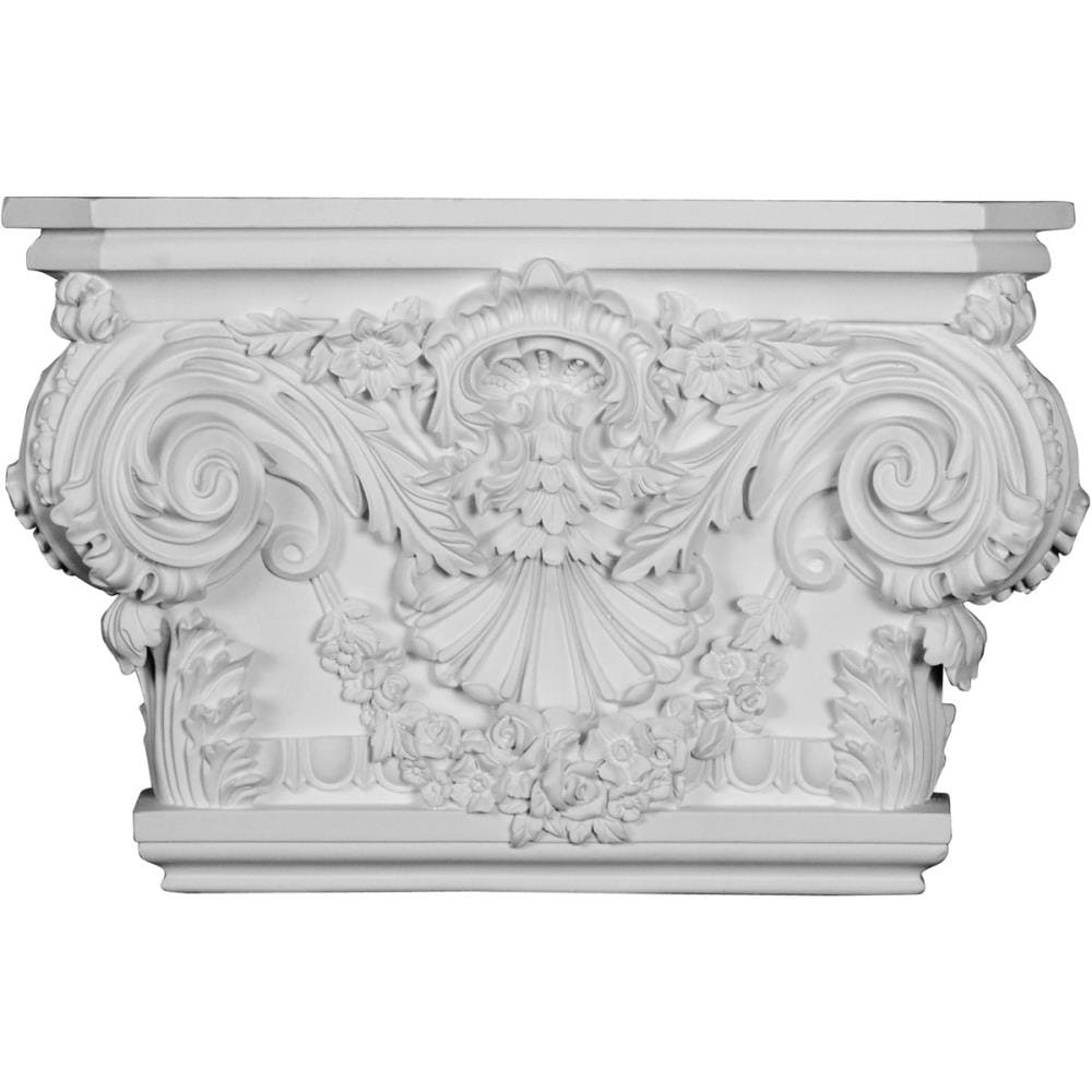 Ekena Millwork CAP20X13X05RO Rose 13-1/2-in x 8-in Primed Urethane Capital Entry Door Casing Accent