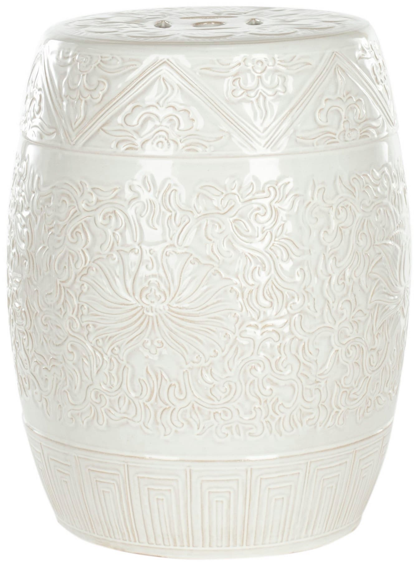 Safavieh 18 5 In White Ceramic Barrel Garden Stool In The Garden Stools Department At Lowes Com