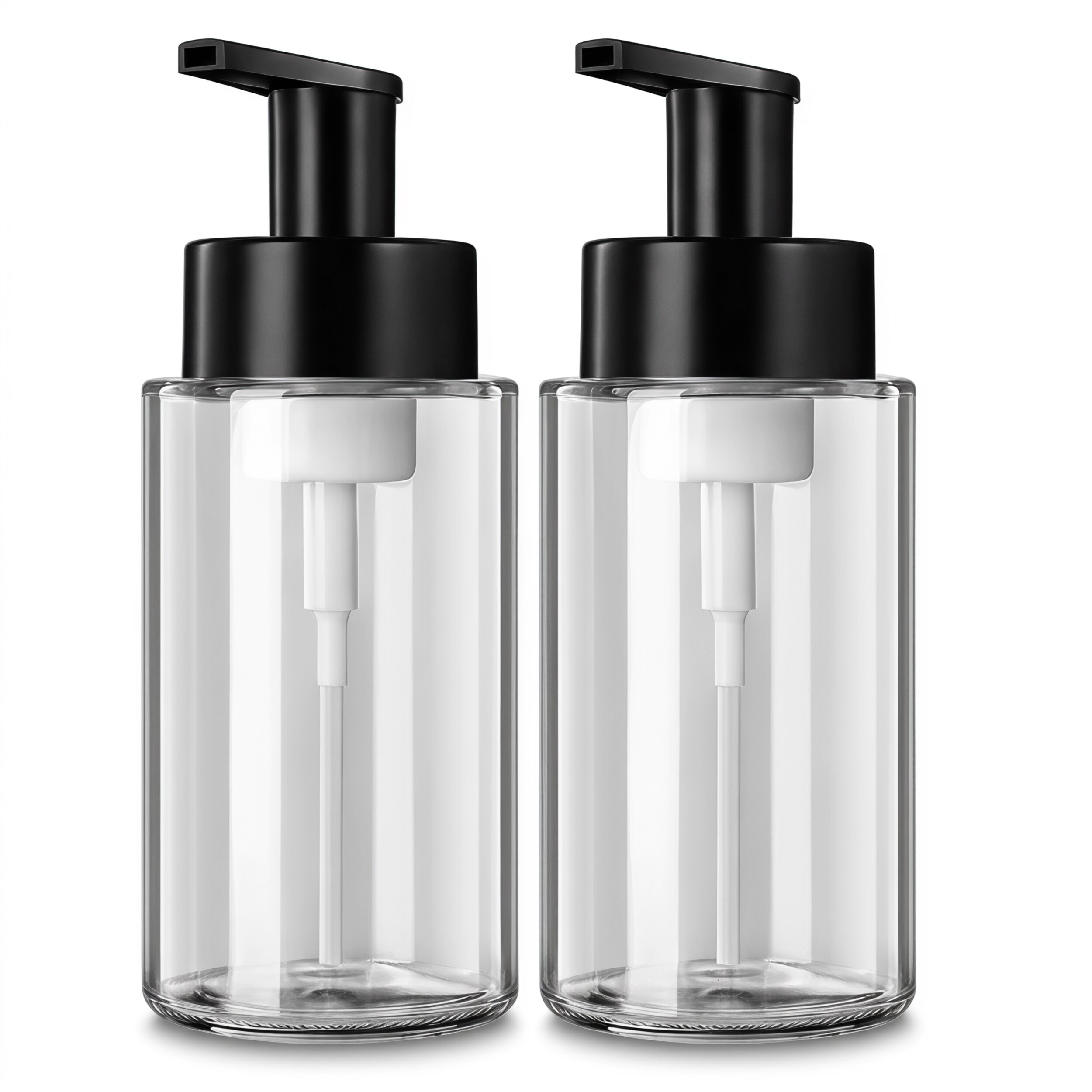 Paradigms Interiors Glass Foaming Hand Soap Dispenser 10oz 2-Pack Clear Refillable Bath Kitchen