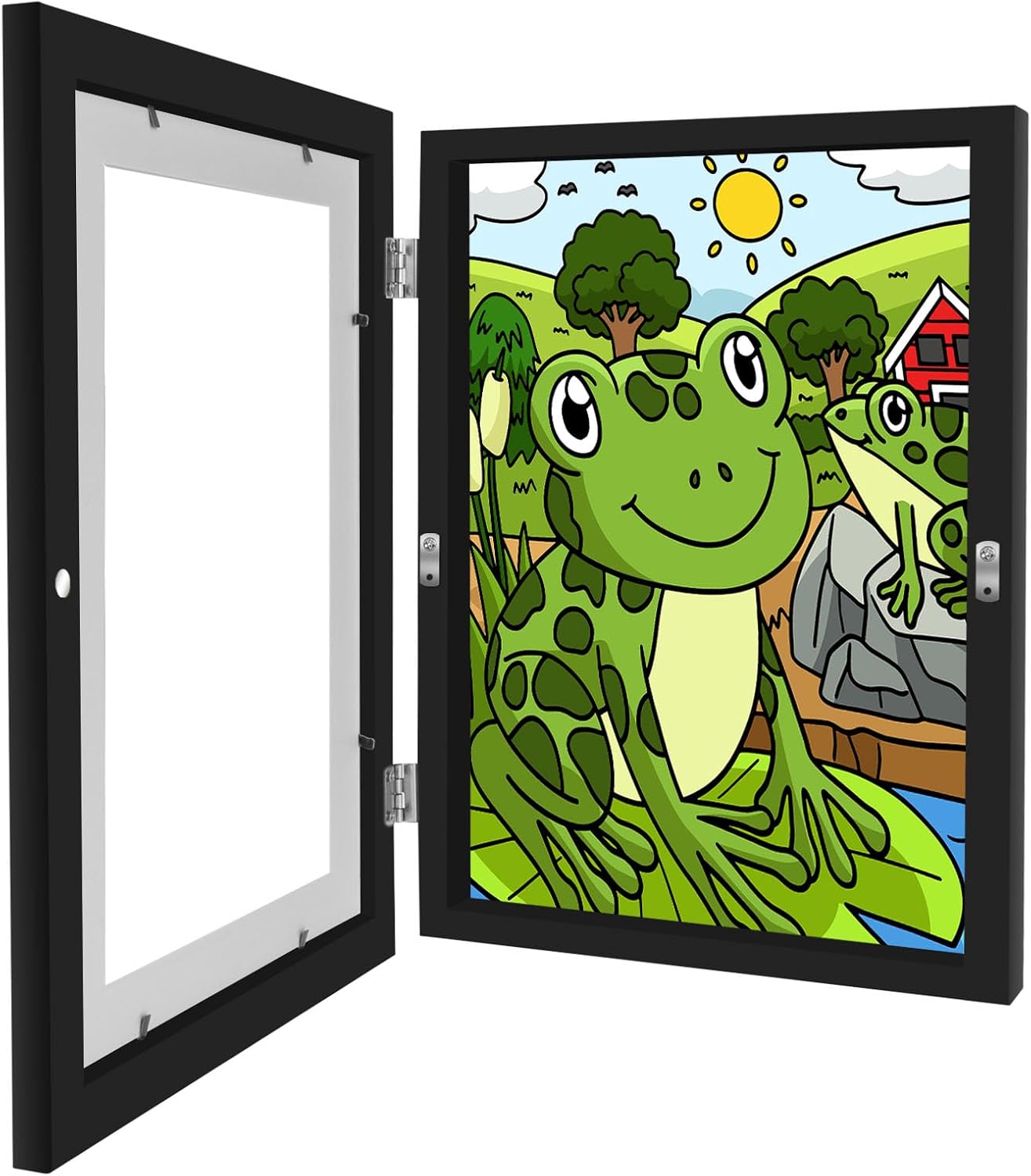 Upsimples FRAME20 1 Pack Kids Artwork Frame 8.5x11 Inch  Changeable Front-Opening Design  Wooden Frame with Acrylic Cover  Holds Multiple Artworks for Children's Drawings Photos Black
