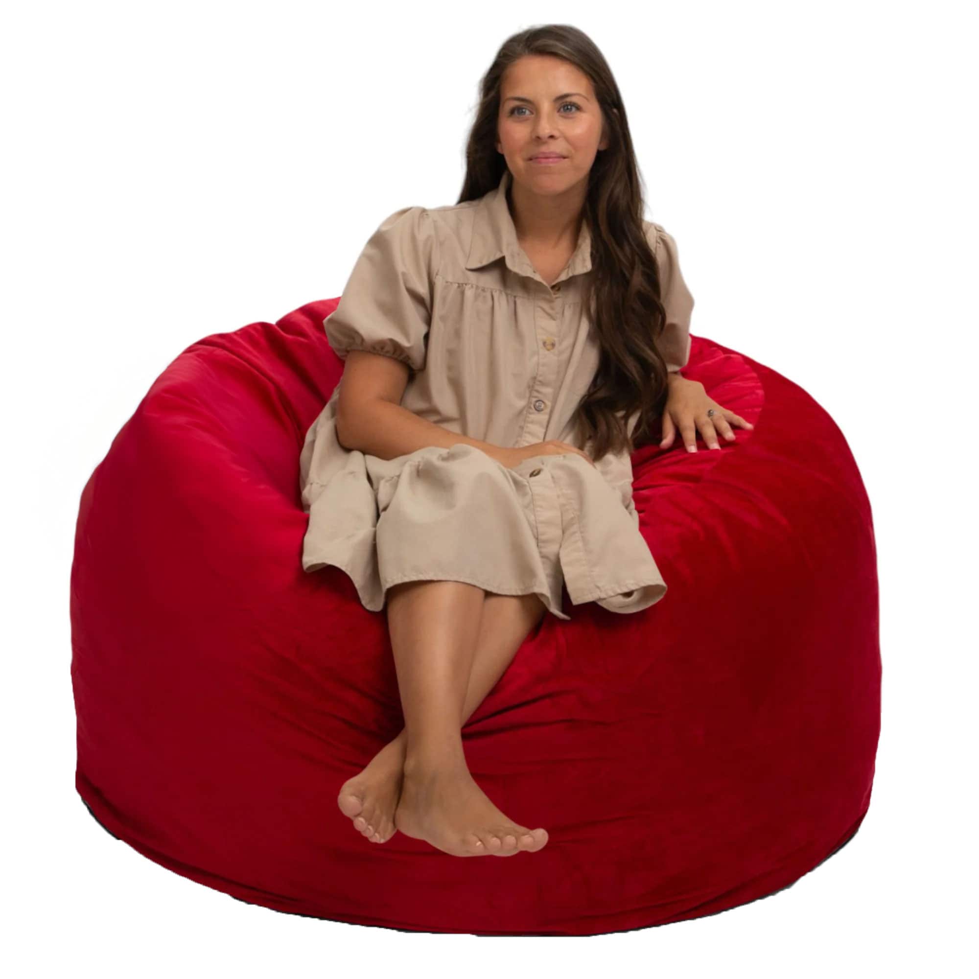Ultimate Sack  4ft Bean Bag Chair Oversized Indoor Comfy Lounger Red Suede