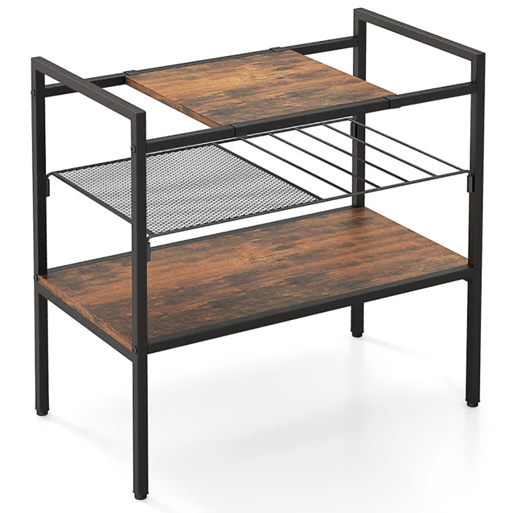 VERYKE Industrial Entryway Table with Removable Panel and Mesh Shelf Entryway Table Hallway Table Storage-Friendly Hallway