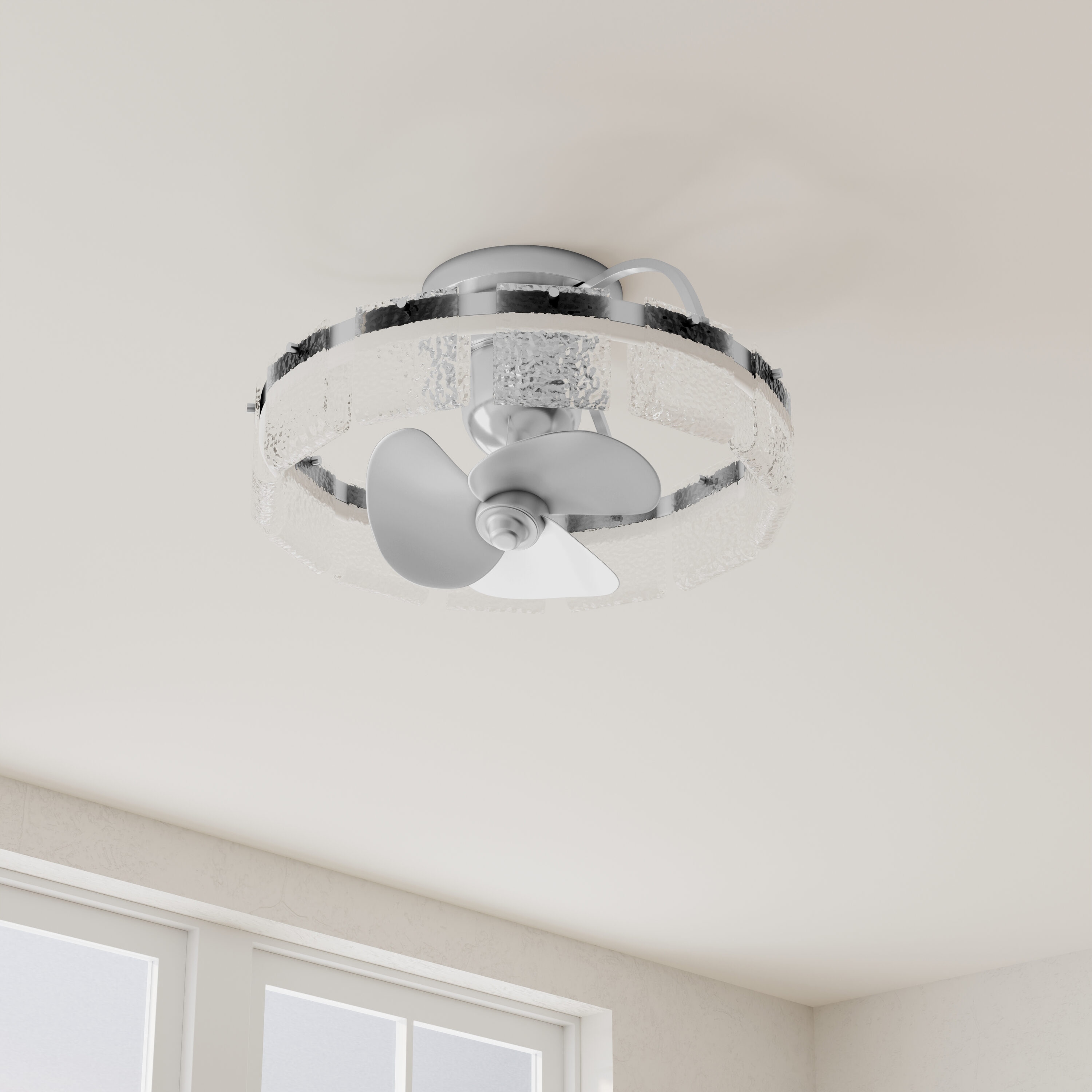 Polished Chrome 20" LED Fandelier with Remote and Glass Accents