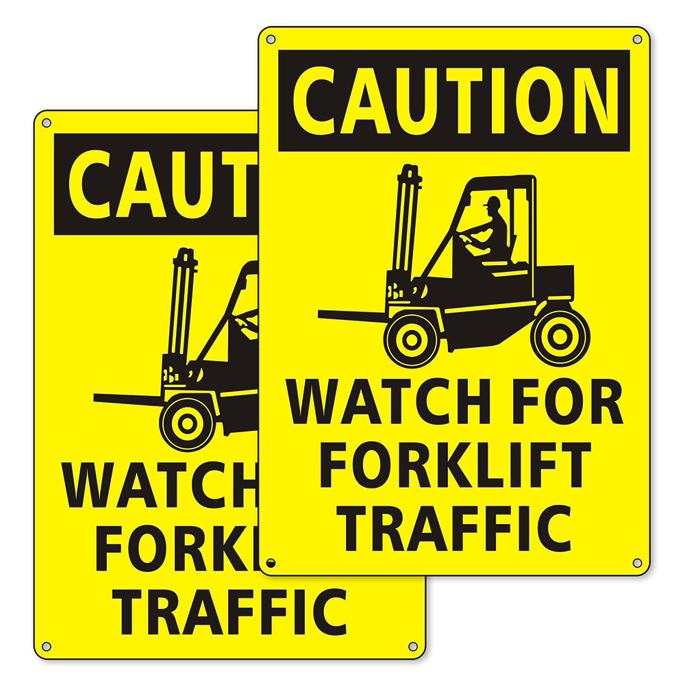 Etokfoks  2 pack watch for forklift reflective aluminum safety signs 10 x 7 rust resistant waterproof caution panels with predrilled holes