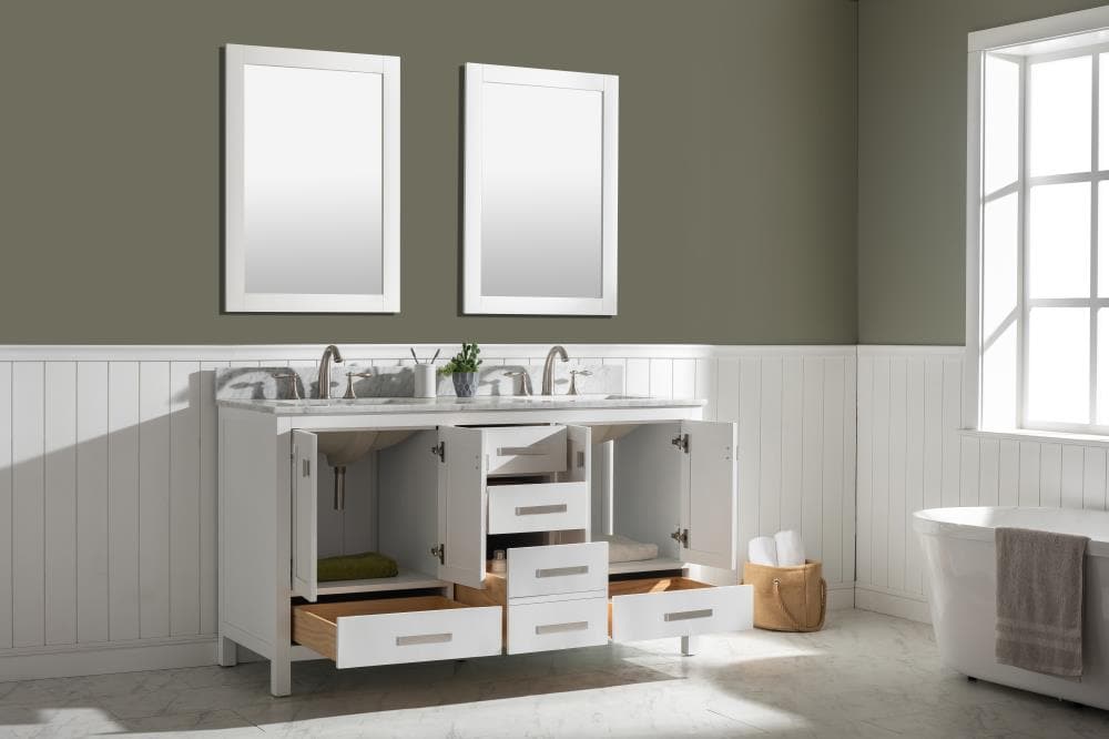 Design Element Valentino 60-in White Undermount Double Sink Bathroom ...