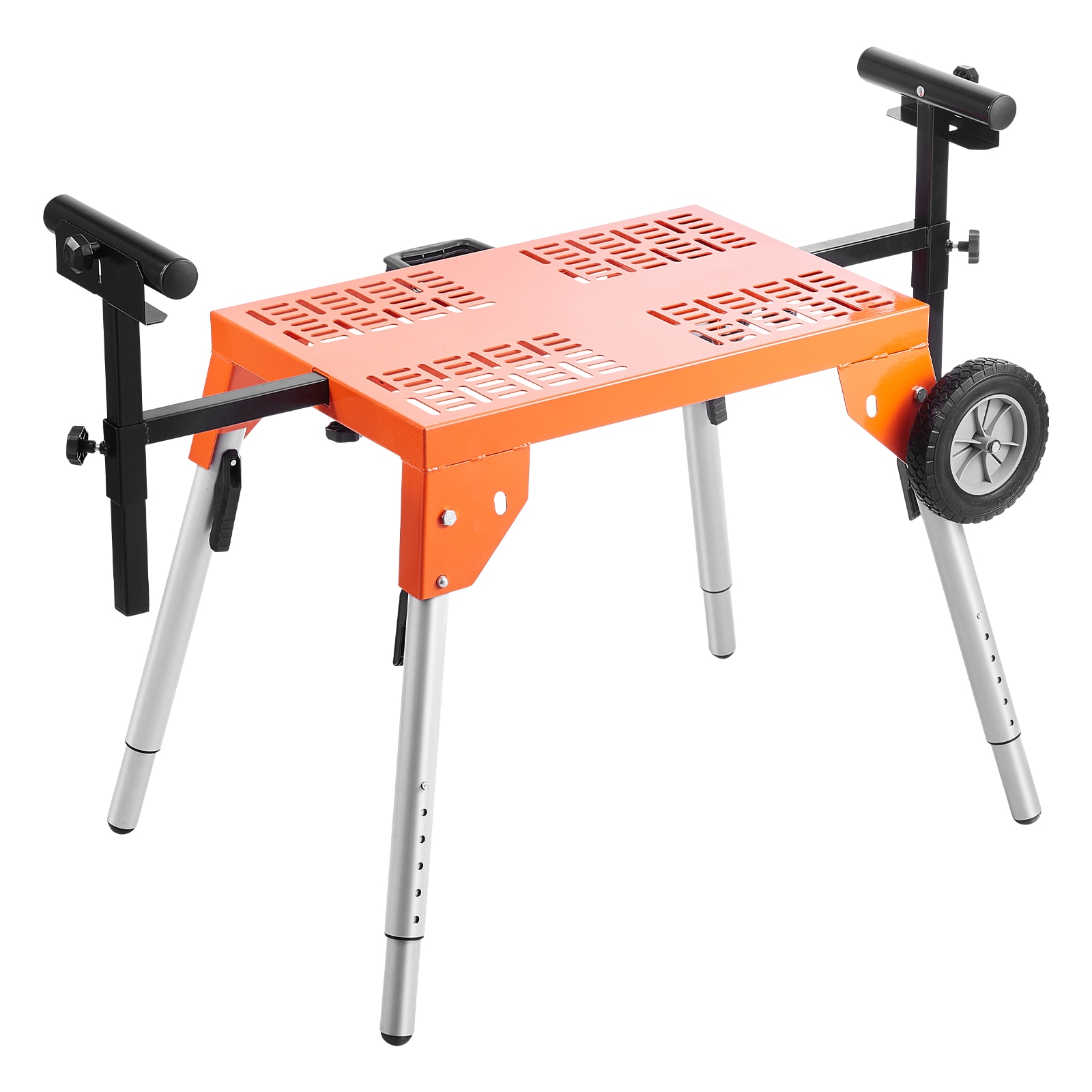 GIVIMO Miter Saw Stand with Tabletop and Wheels 330-lb Capacity Steel Folding Rolling Stand Adjustable 27-in to 32.9-in Height with Telescoping Support Arms for Job Site Trim Work #LW102GIVSS0721