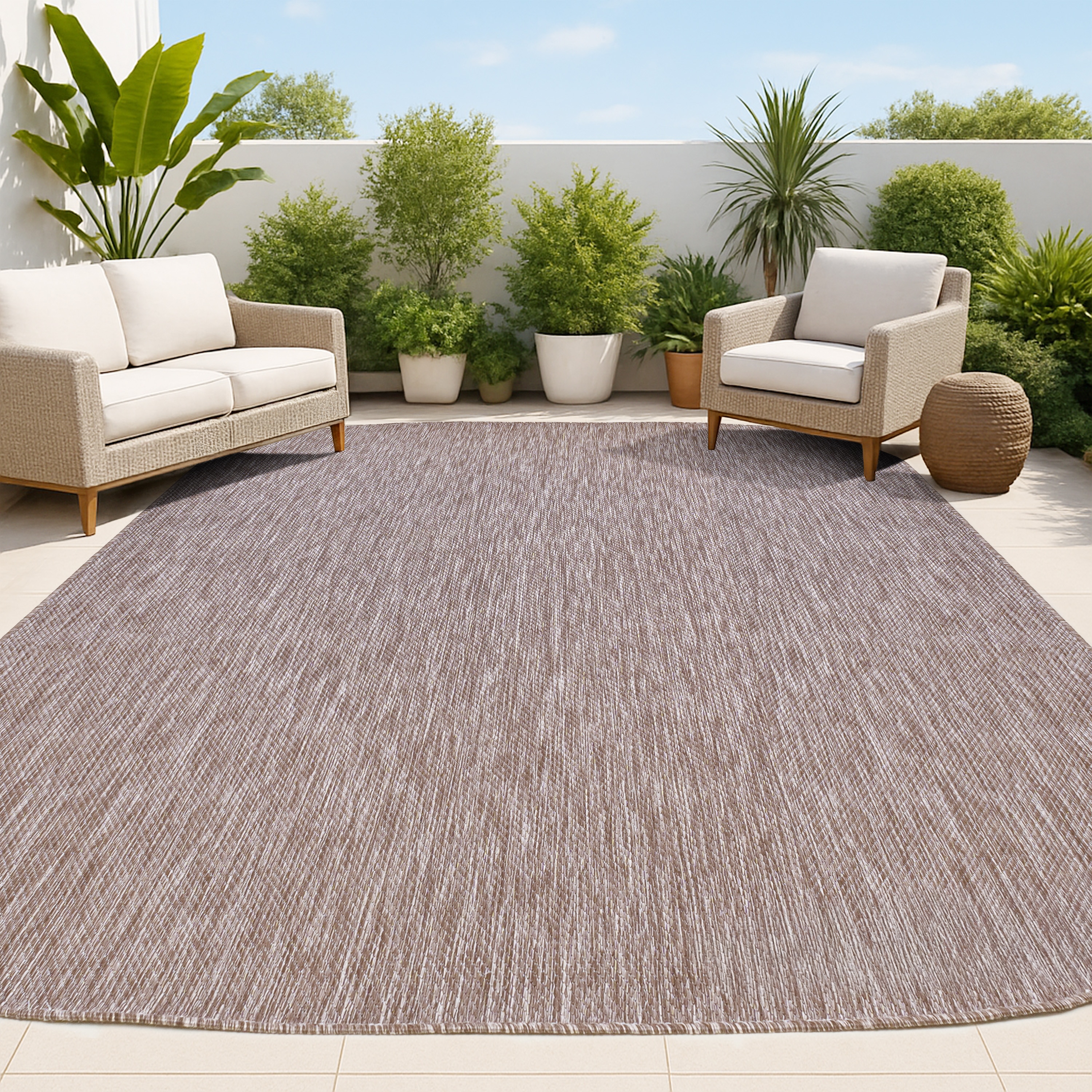 JONATHAN  Y SHP100D-9 SHAPES Miles Minimalist Radius Corner 9 x 12 (ft) Loomed Light Brown Rectangular Indoor/Outdoor Solid Coastal Pet Friendly Area rug