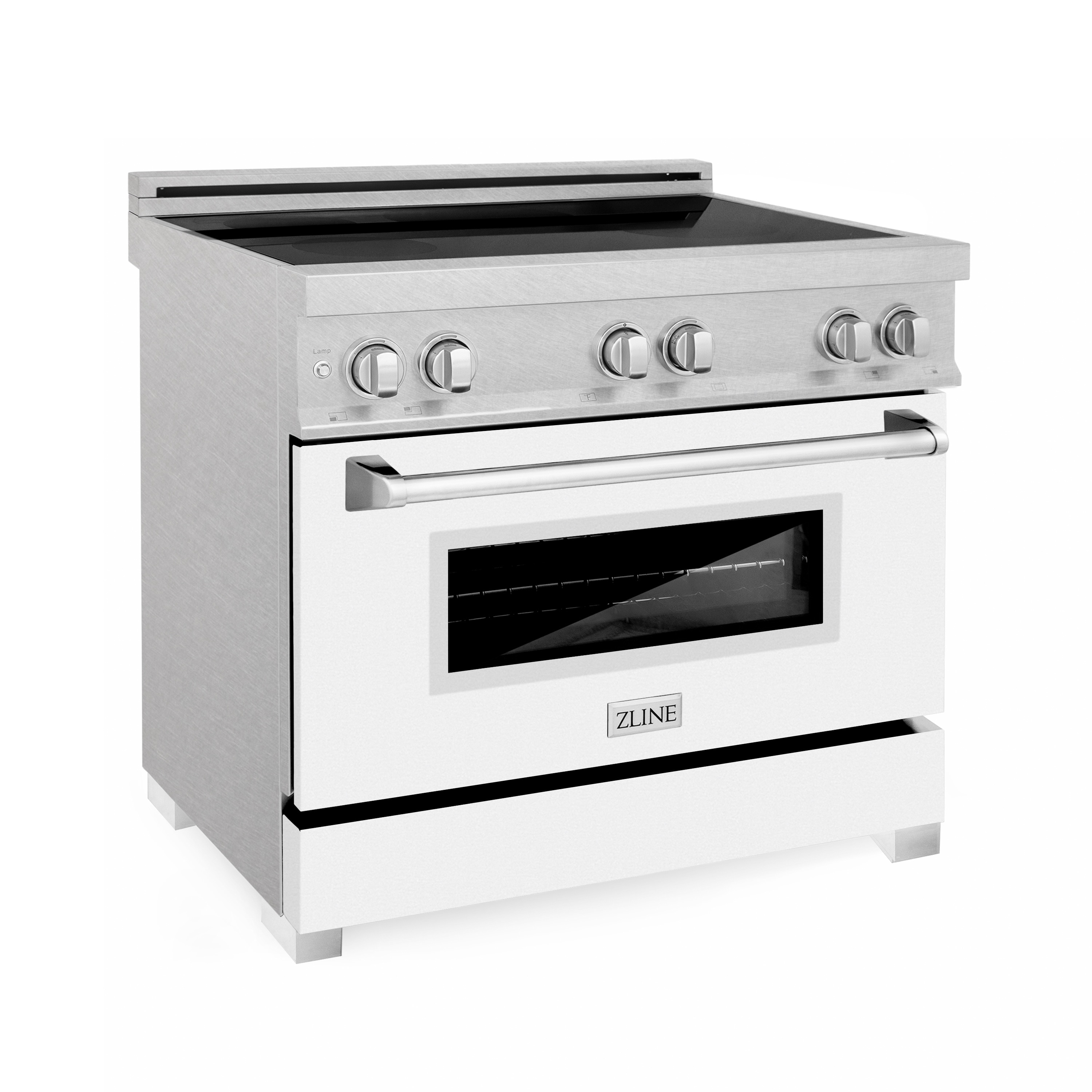 ZLINE KITCHEN & BATH RAINDS-WM-36 36-in 5 Burners 4.6-cu ft Manual Cleaning Convection Oven Freestanding Single Induction Range (Stainless Steel with White Matte Door)