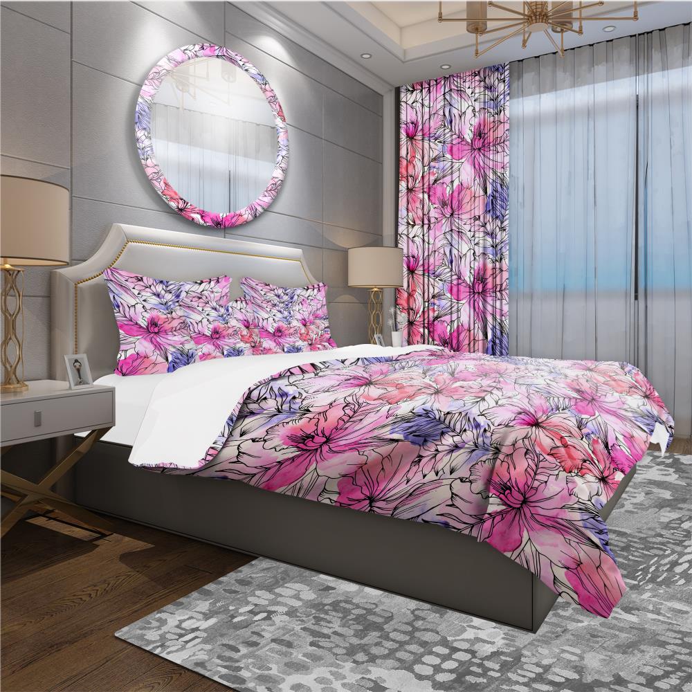 Designart BED18958-T 3 -Piece Pink Twin Duvet cover Set