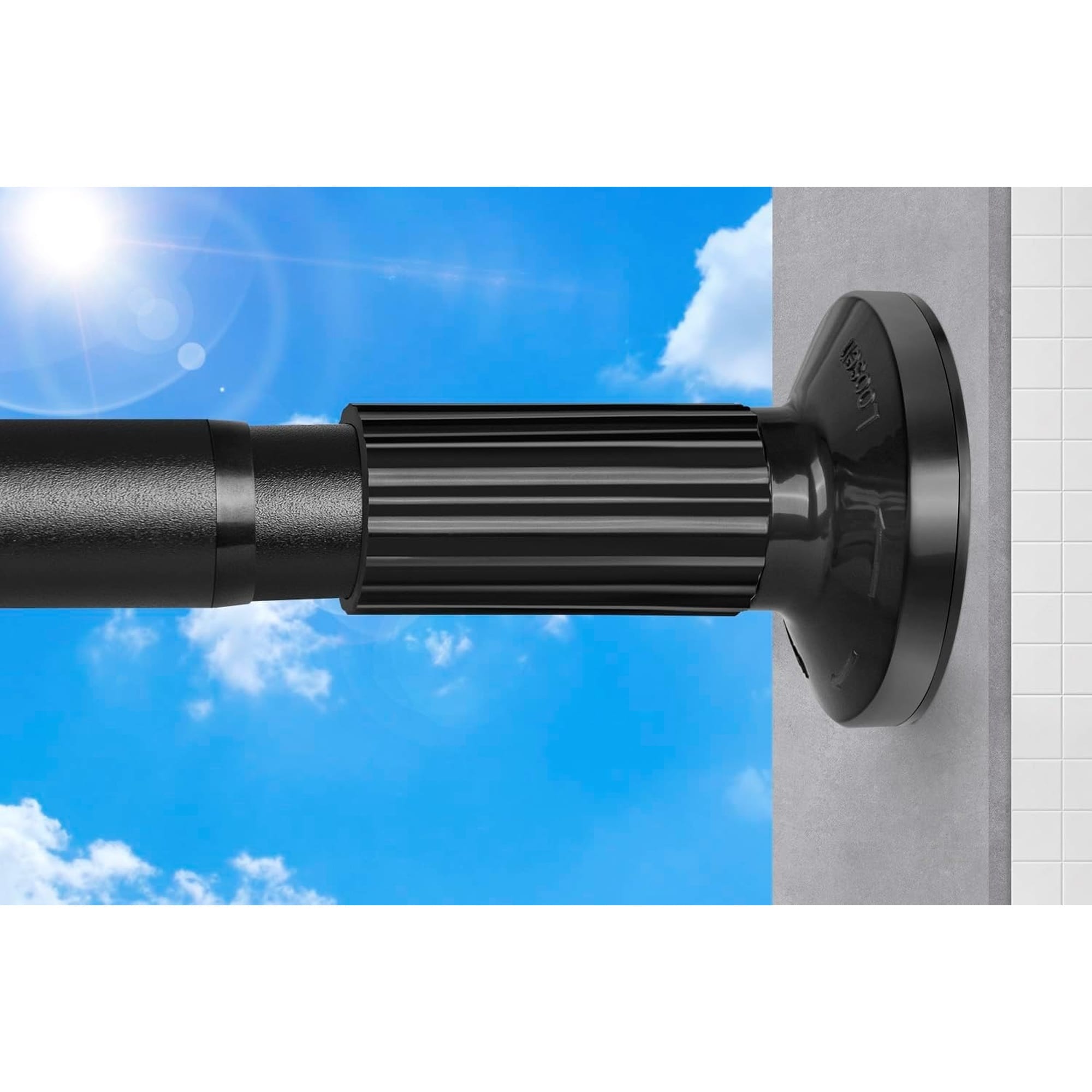 Numhew 51in to 165in L 1-Feature Adjustable Black Tension Curtain Rod