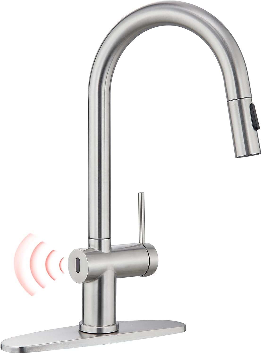 Sumerain ANHY-PL-12 Kitchen faucet ‎Brushed Nickel Single Handle Deck-mount Kitchen Faucet (Includes Deck Plate)