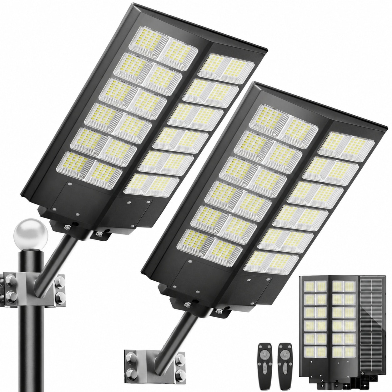 Aoibox -  Outdoor Solar LED Street Light with Motion Sensor Dusk to Dawn Area Light for Parking L...