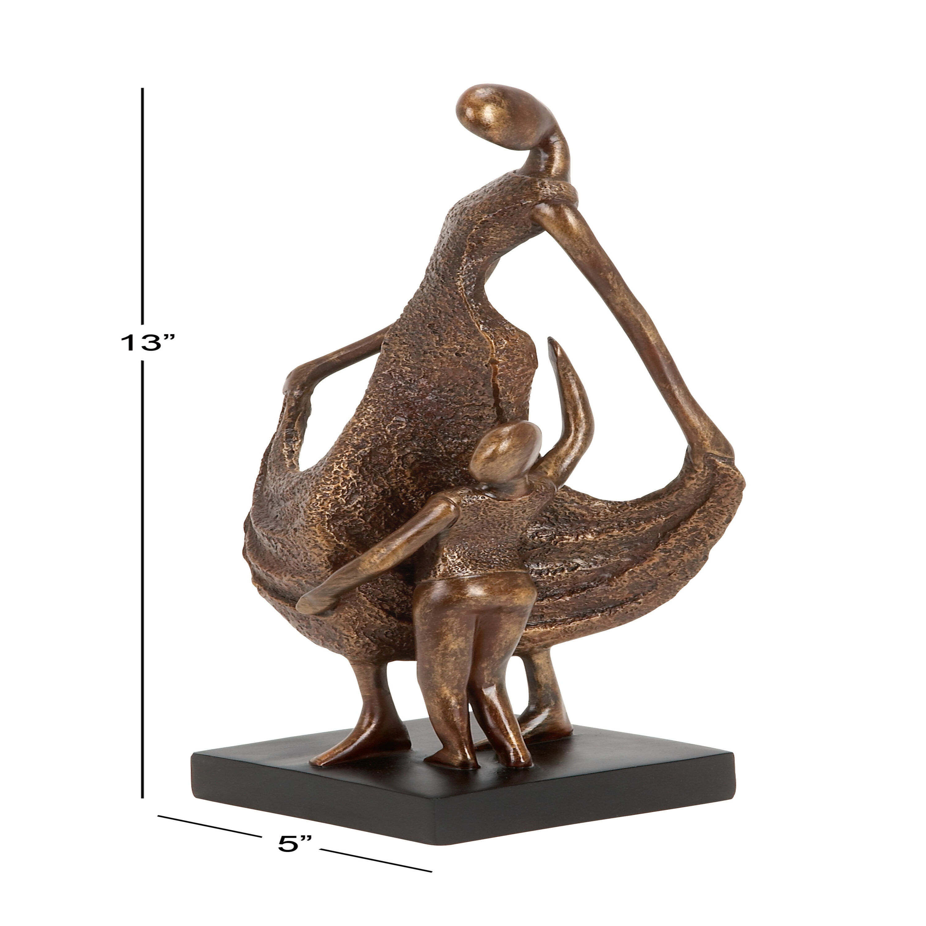 Bronze Family Sculpture with Textured Finish, 15" Tall