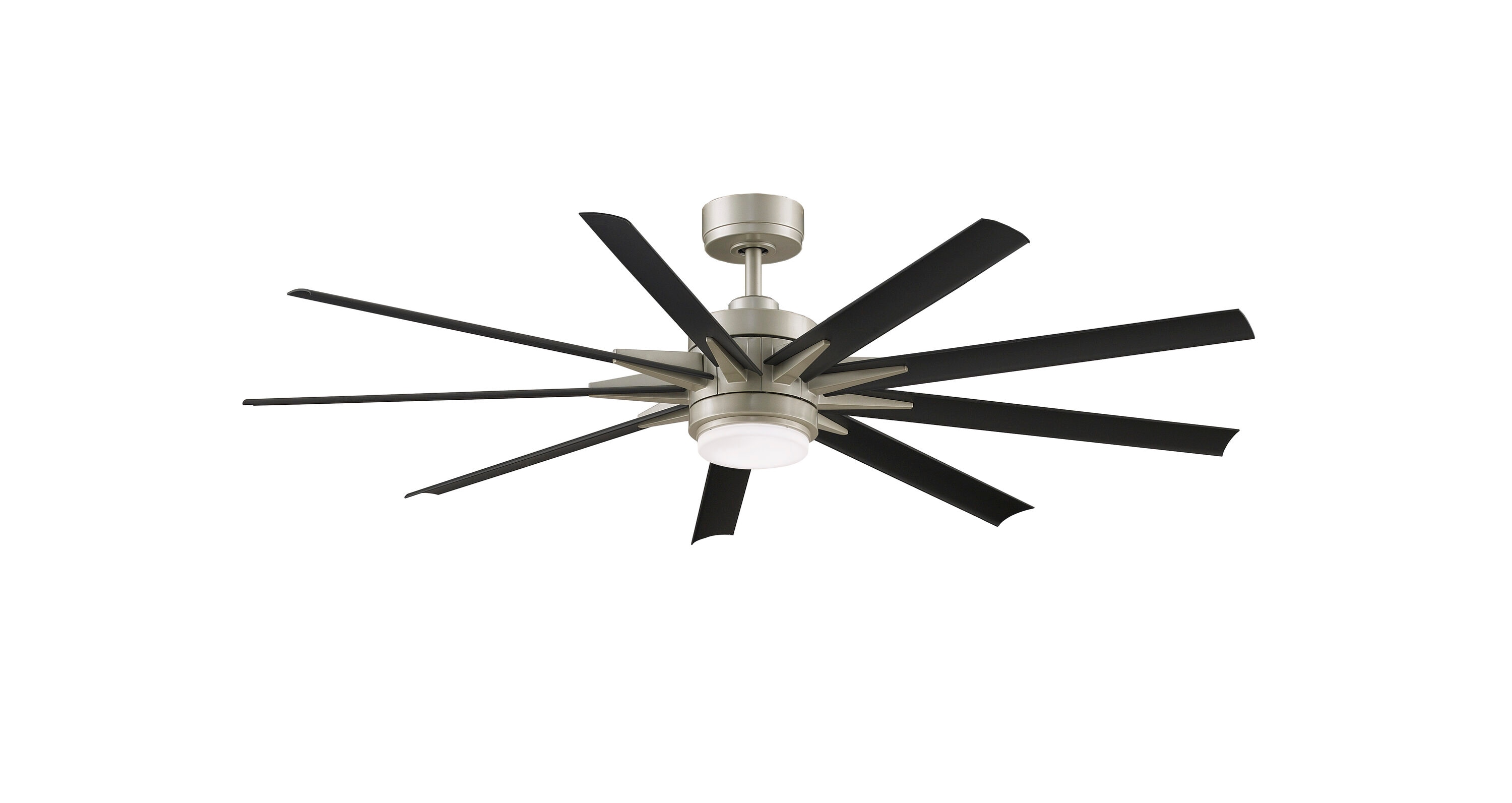 Odyn Custom 64-in Brushed Nickel Color-changing LED Indoor/Outdoor Smart Ceiling Fan with Light Remote (9-Blade) | - Fanimation FPD8152BNW-64BLW