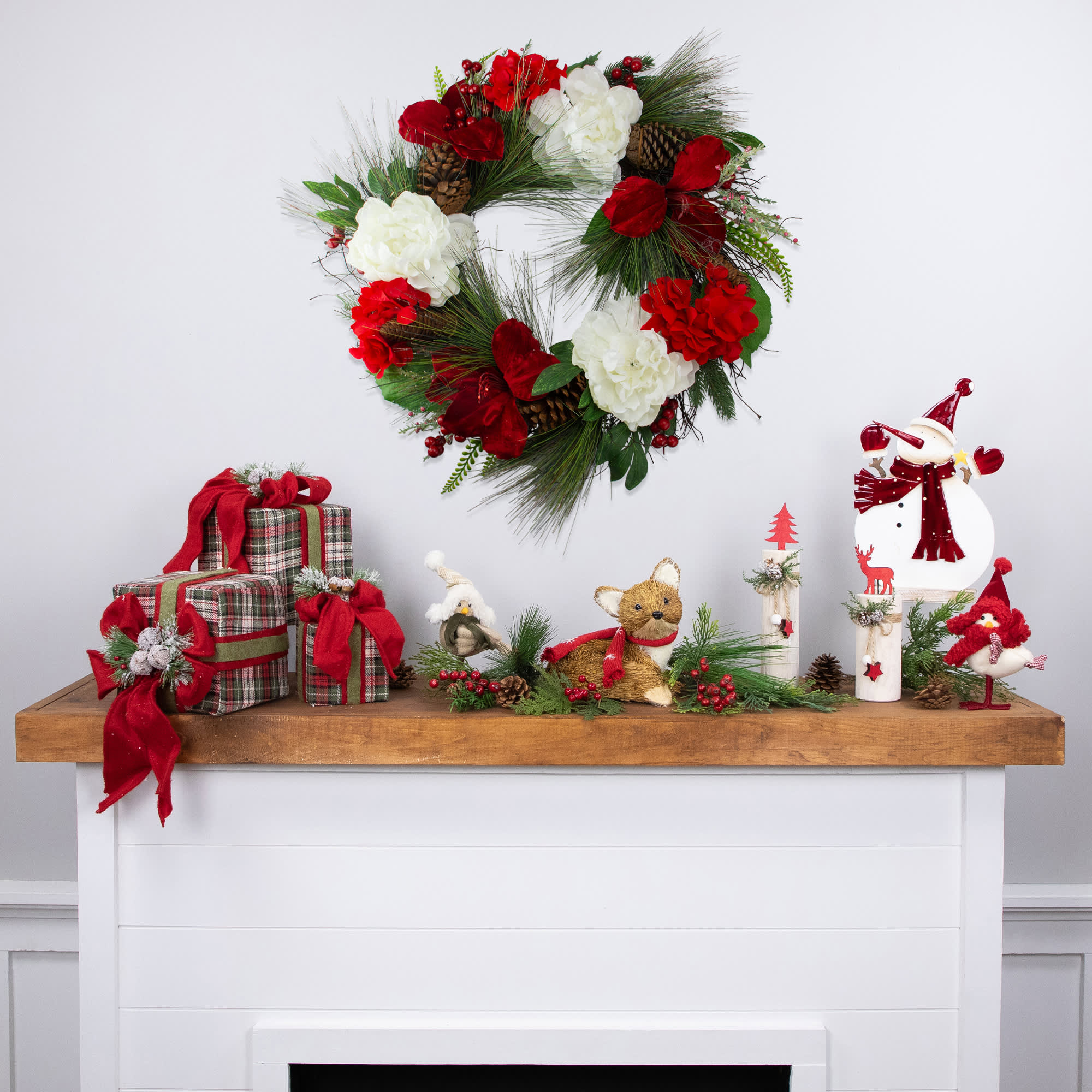 Northlight Peony and Amaryllis Floral Twig Wreath - Thumbnail 4
