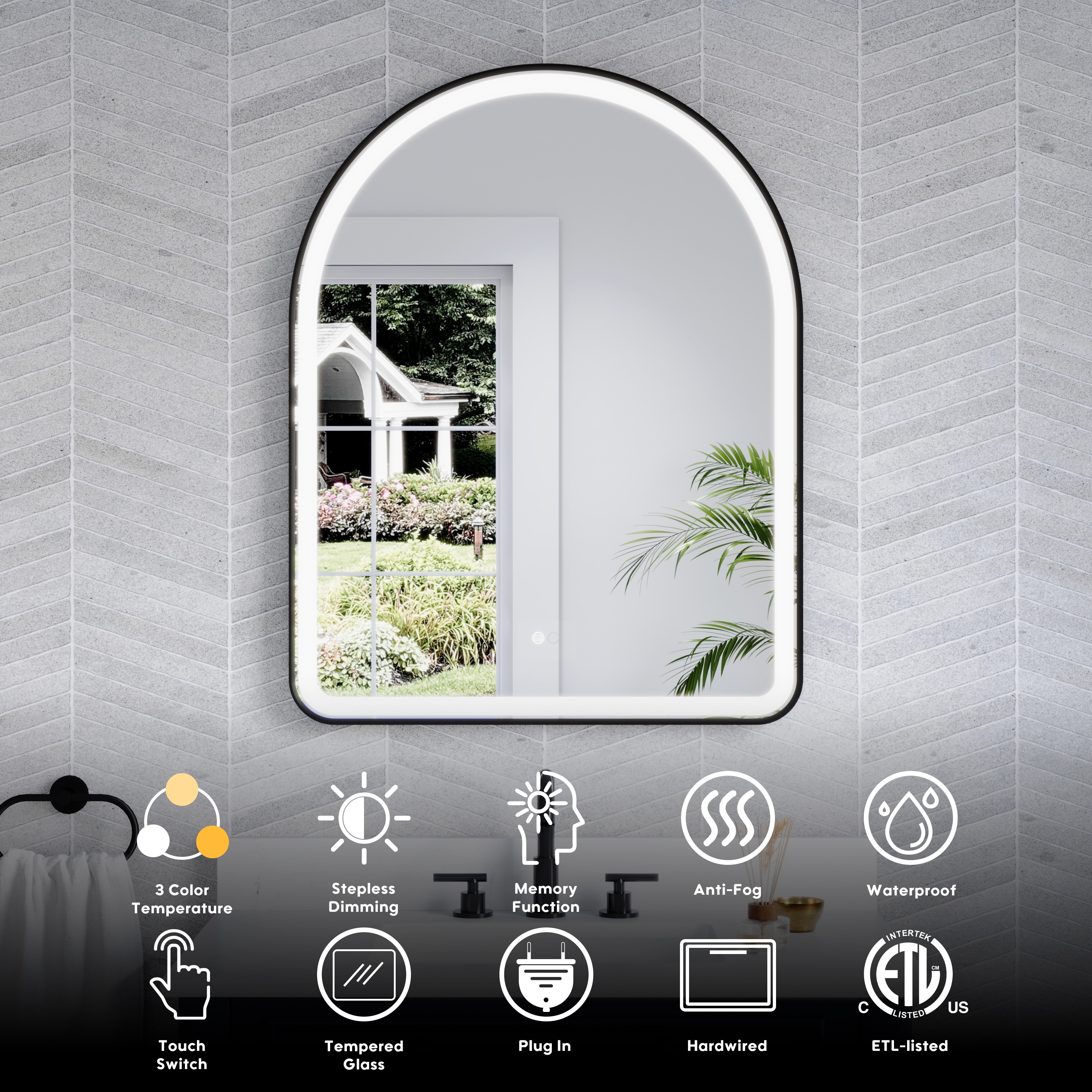 WELLFOR GIZBRX06Q Framed-Bath-Mirrors - View #3