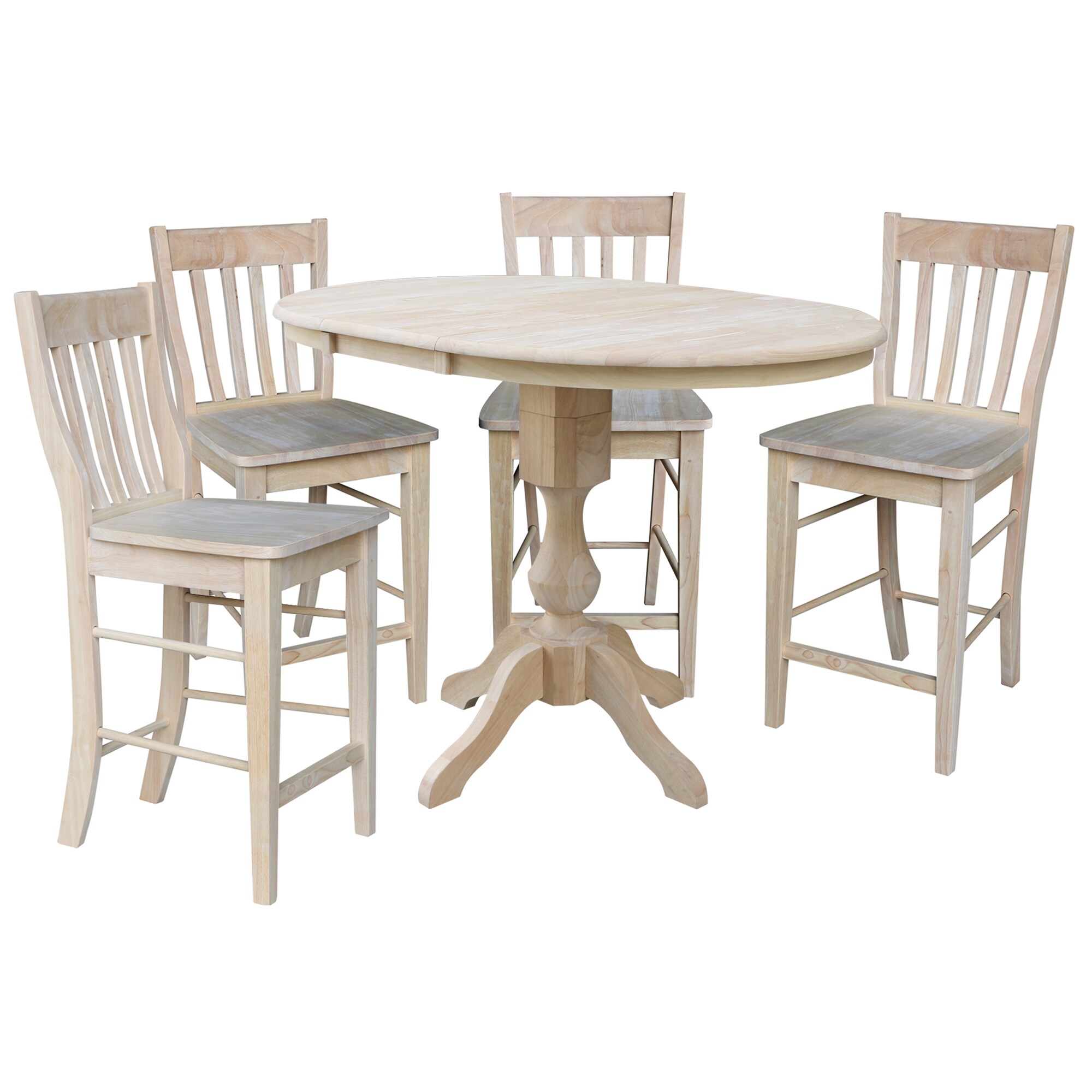 International Concepts K-36RXT-11P-S6162-4 Natural Traditional Dining Room Set with Round Table (Seats 4)