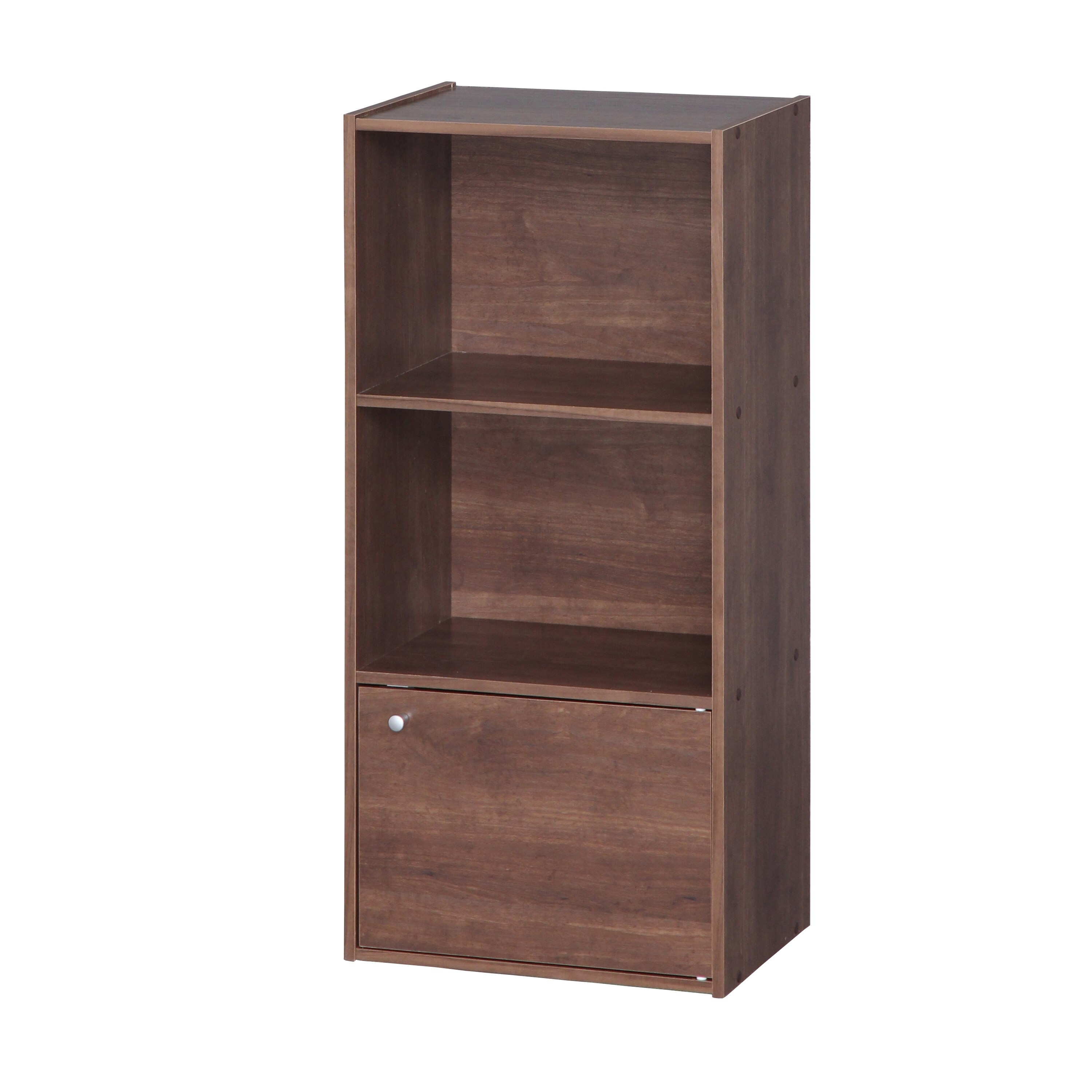 IRIS 596213 Organizer Brown Wood 3 -Shelf Bookcase with Doors ( 16.35-in W x 34.63-in H x 11.43-in D ) Finished