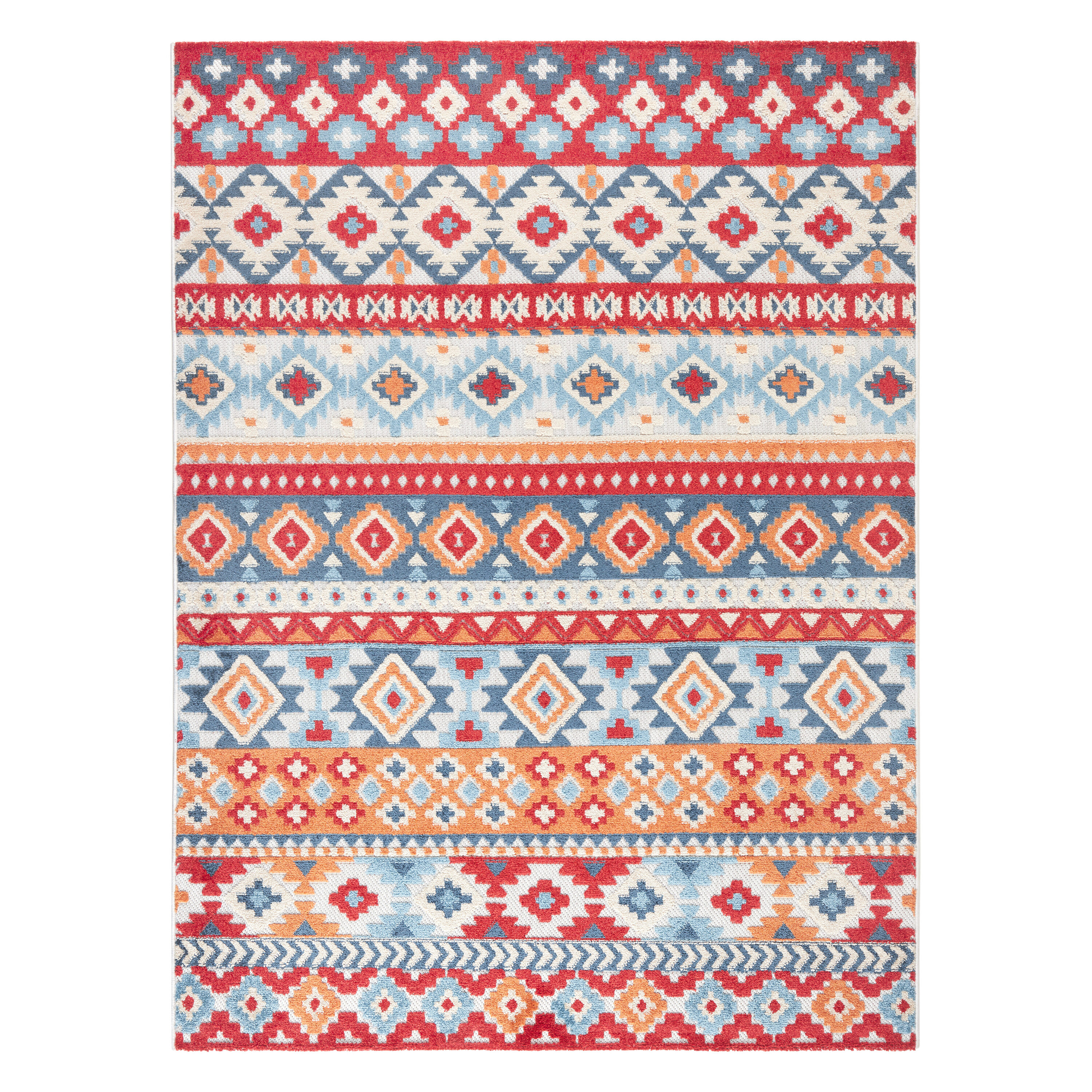 Town & Country Living 2-7540-275 5 x 7 (ft) Loomed Polyester Red Multi Rectangular Indoor/Outdoor Stripe Area rug