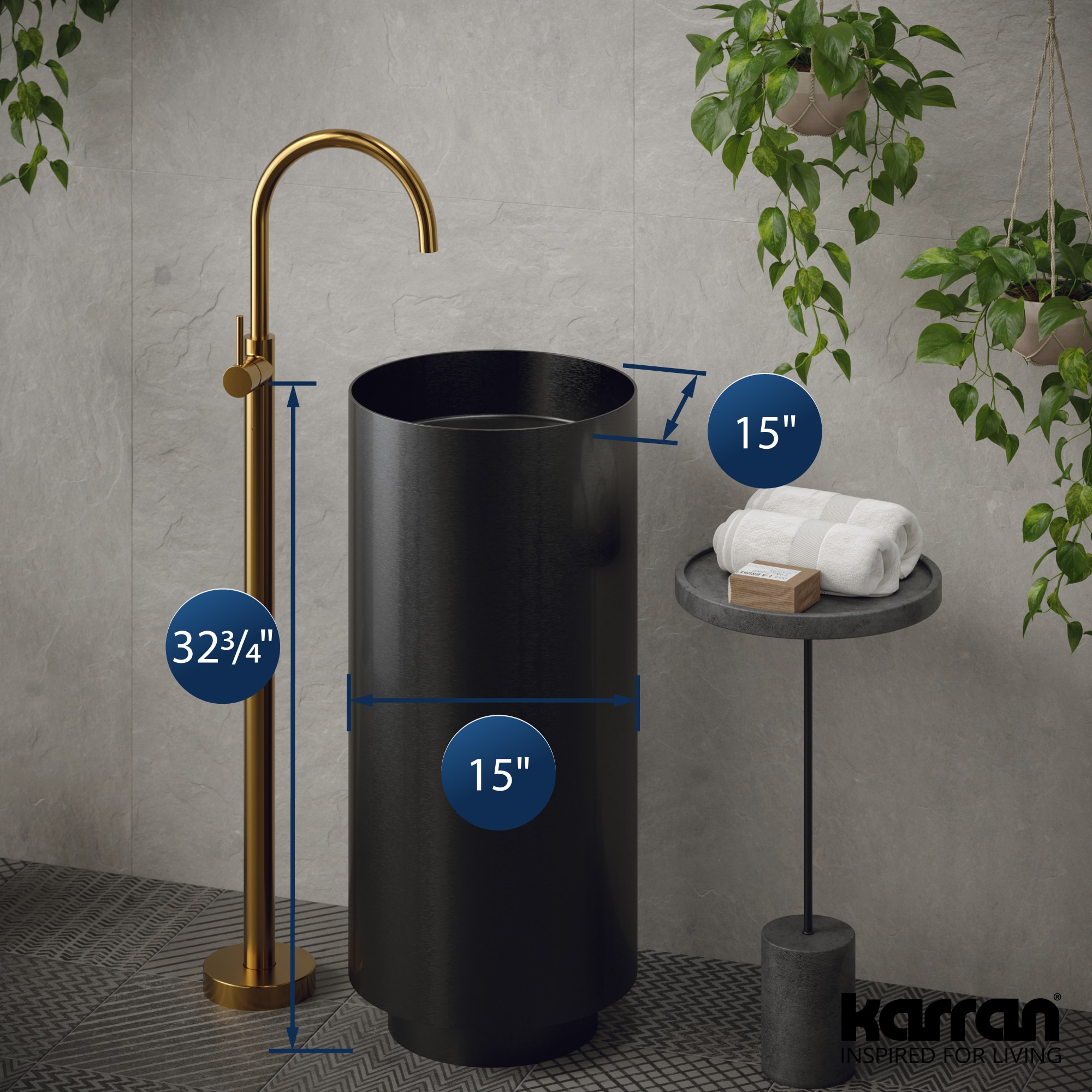 Karran CCP100GG Complete-Pedestal-Lavatories - View #4